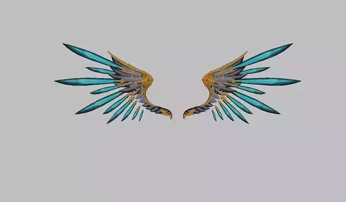 Blue Crystal Wing  Low-poly 3D model