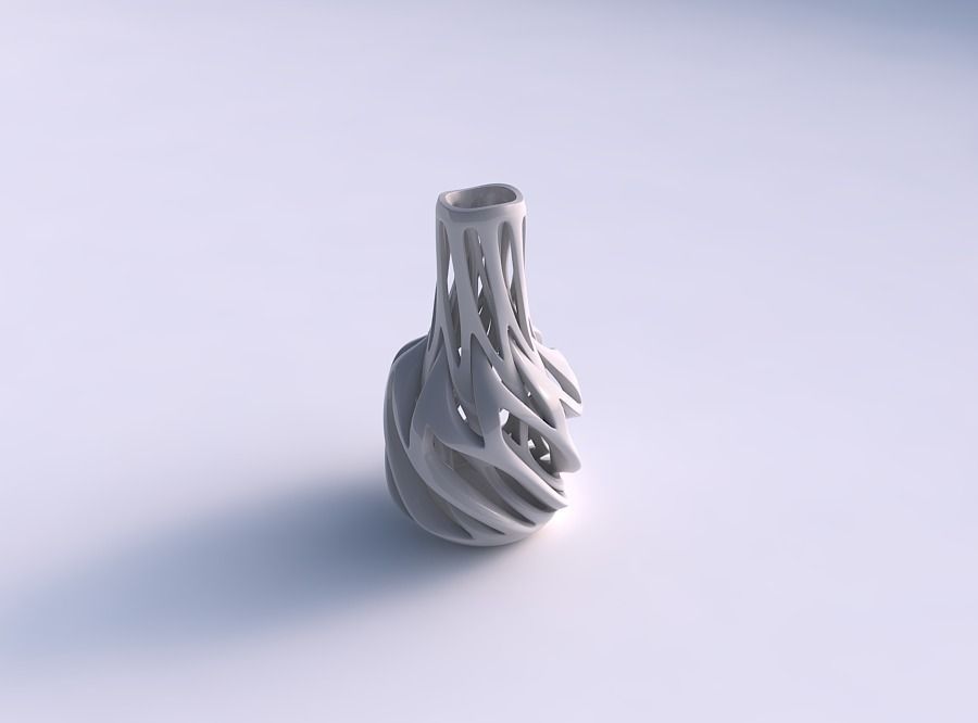 Vase slim wider middle with intertwining lines twisted and ta... 3D print model_0