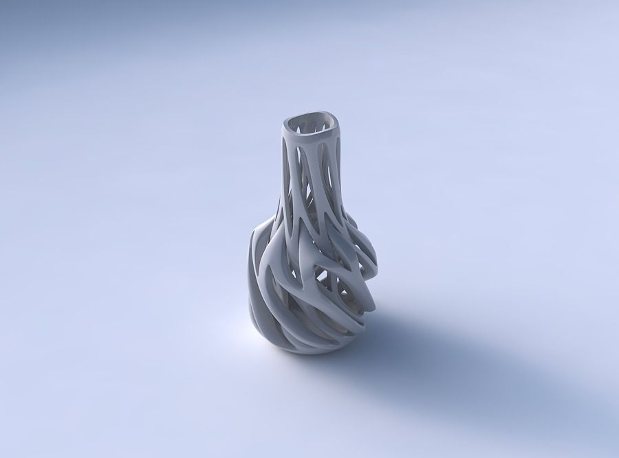 Vase slim wider middle with intertwining lines twisted and ta... 3D print model_3
