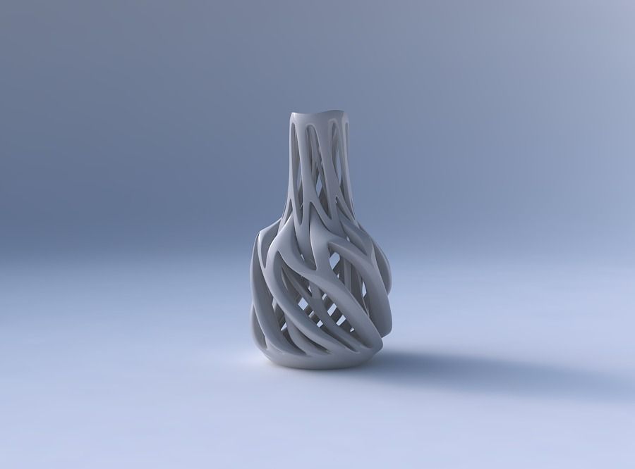 Vase slim wider middle with intertwining lines twisted and ta... 3D print model_4
