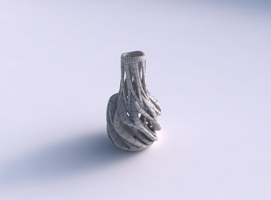 Vase slim wider middle with intertwining lines twisted and ta... 3D print model_5