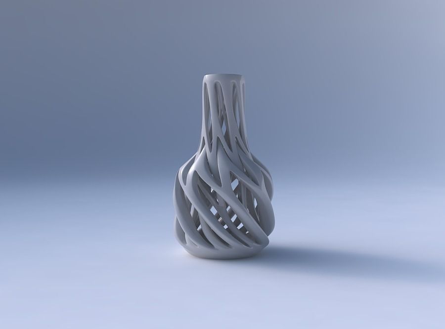 Vase slim wider middle with intertwining lines twisted and ta... 3D print model_4