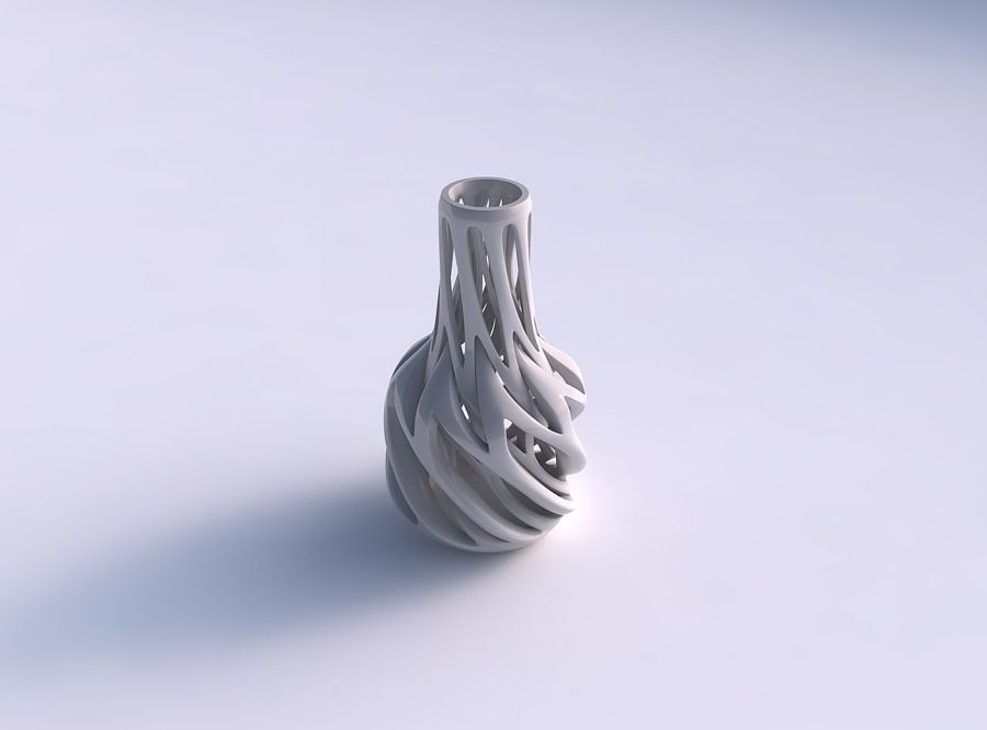 Vase slim wider middle with intertwining lines twisted and ta... 3D print model_0