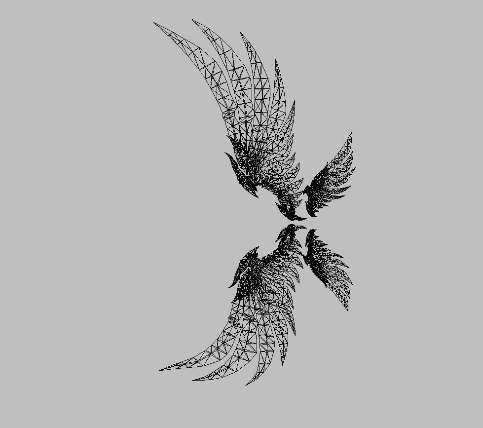 Green Eagle Wing Low-poly 3D model_8