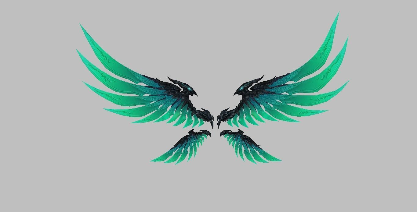 Green Eagle Wing Low-poly 3D model_6