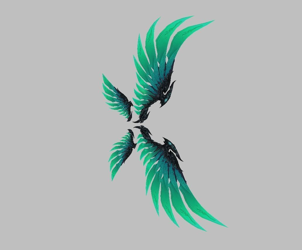 Green Eagle Wing Low-poly 3D model_3