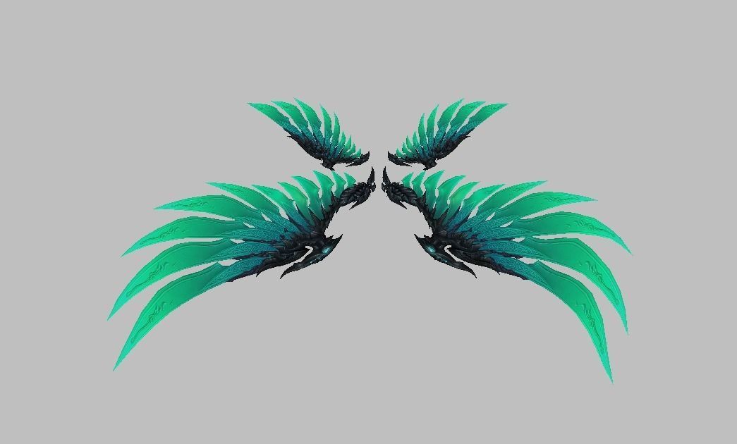Green Eagle Wing Low-poly 3D model_2