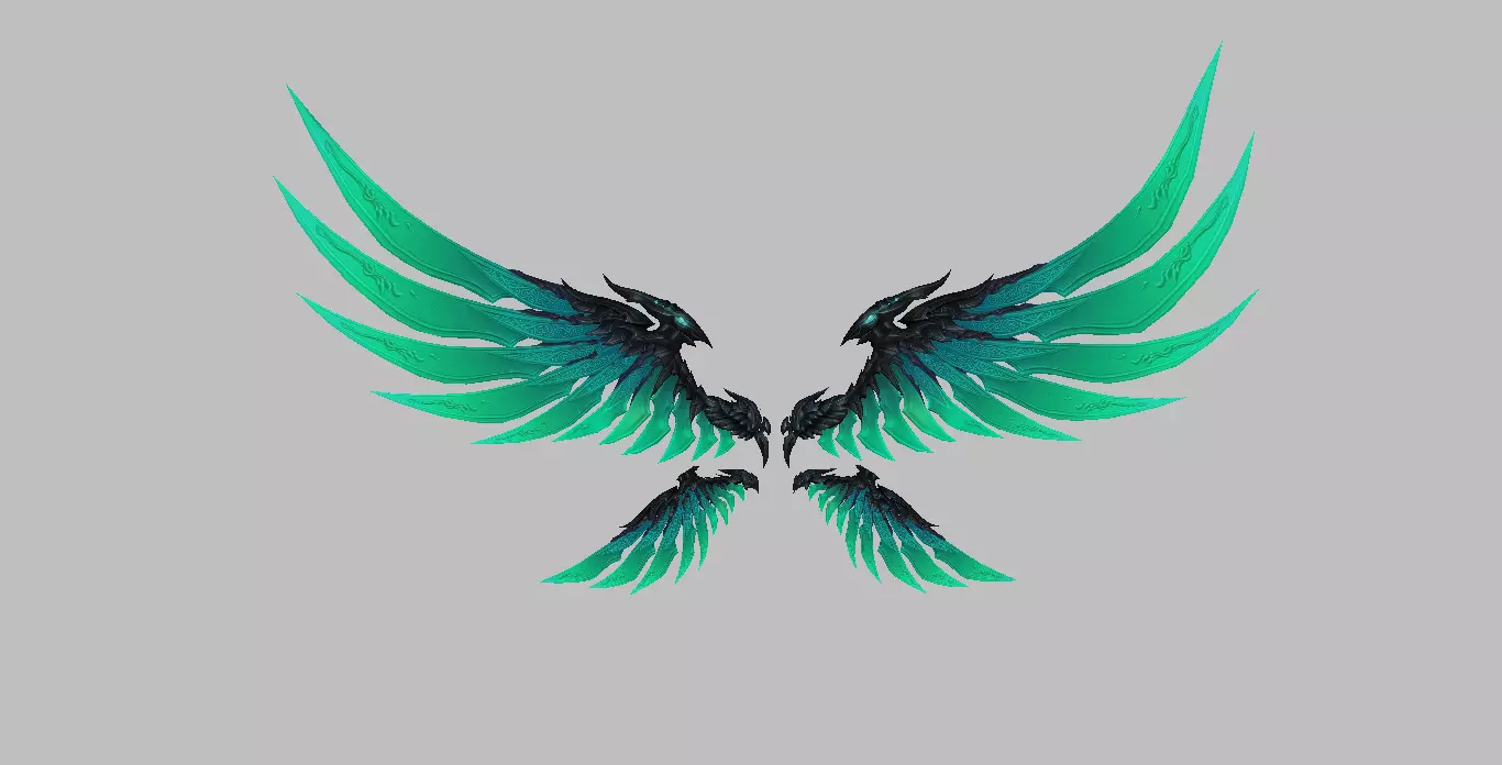 Green Eagle Wing Low-poly 3D model_0