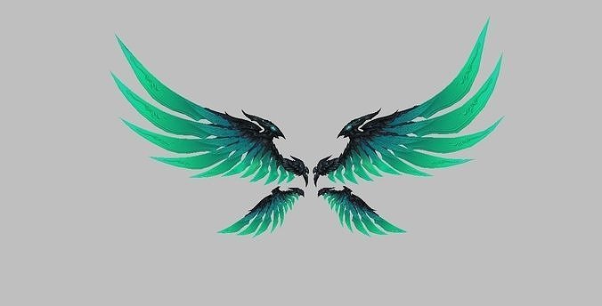 Green Eagle Wing Low-poly 3D model