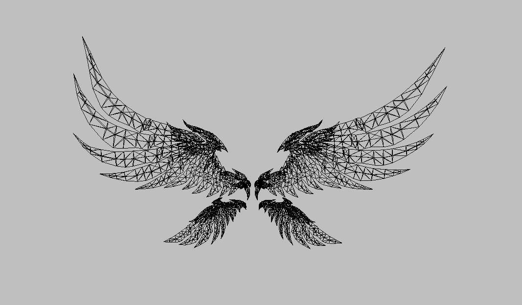 Green Eagle Wing Low-poly 3D model_5