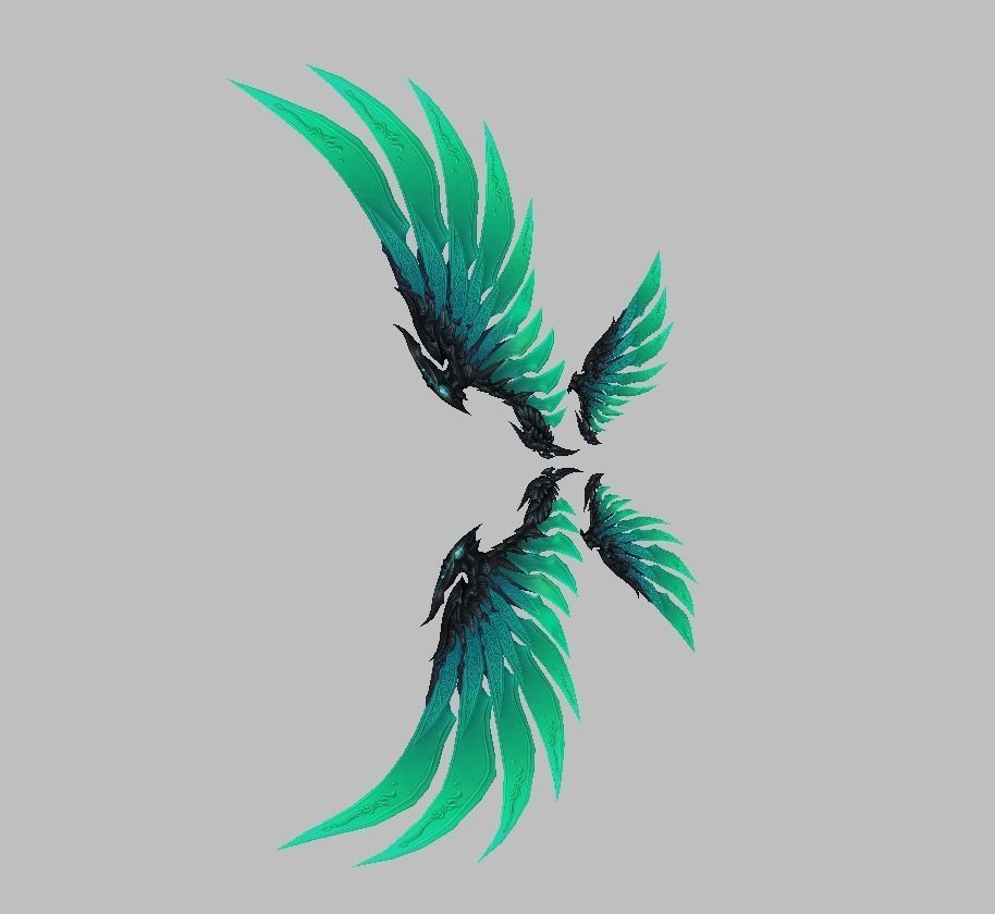 Green Eagle Wing Low-poly 3D model_1