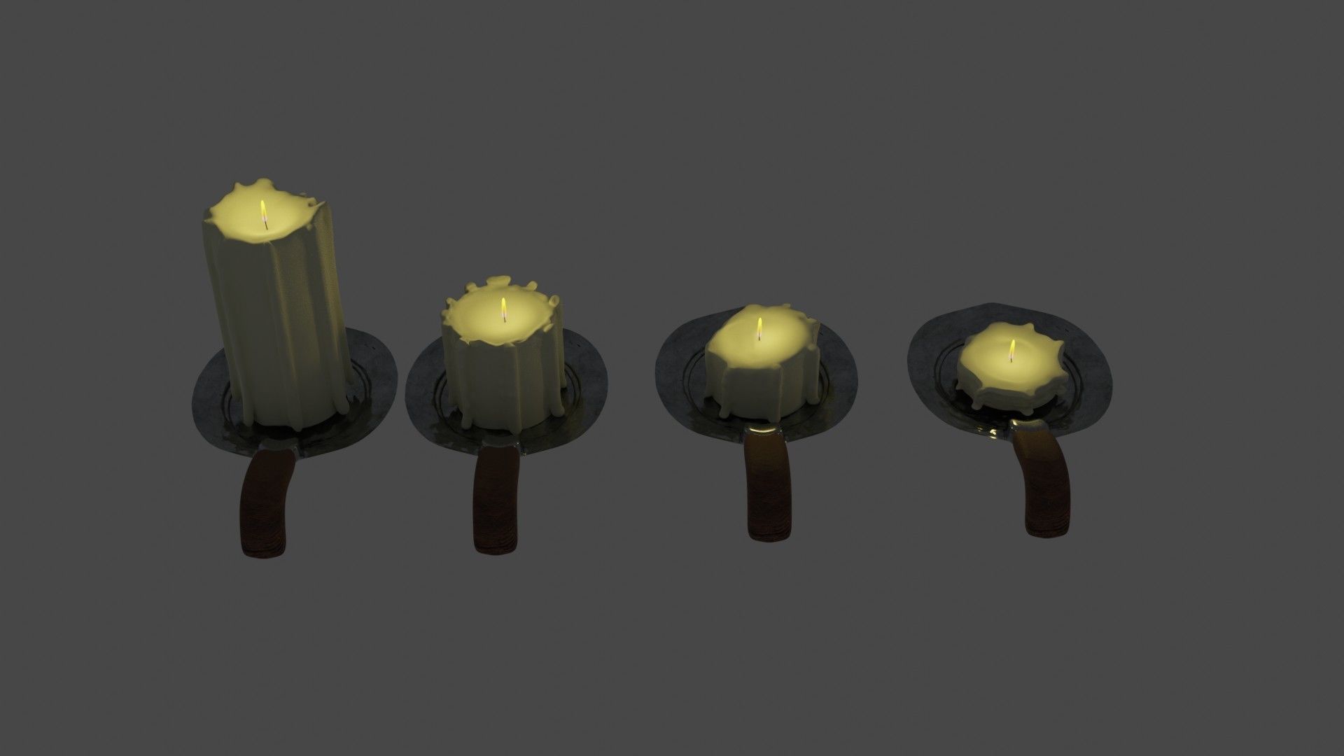 Candles group of 3D model_1
