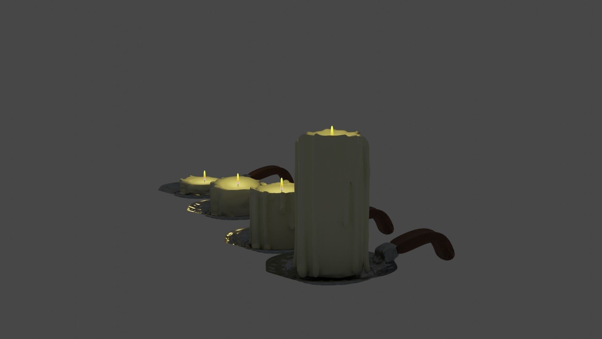 Candles group of 3D model_2