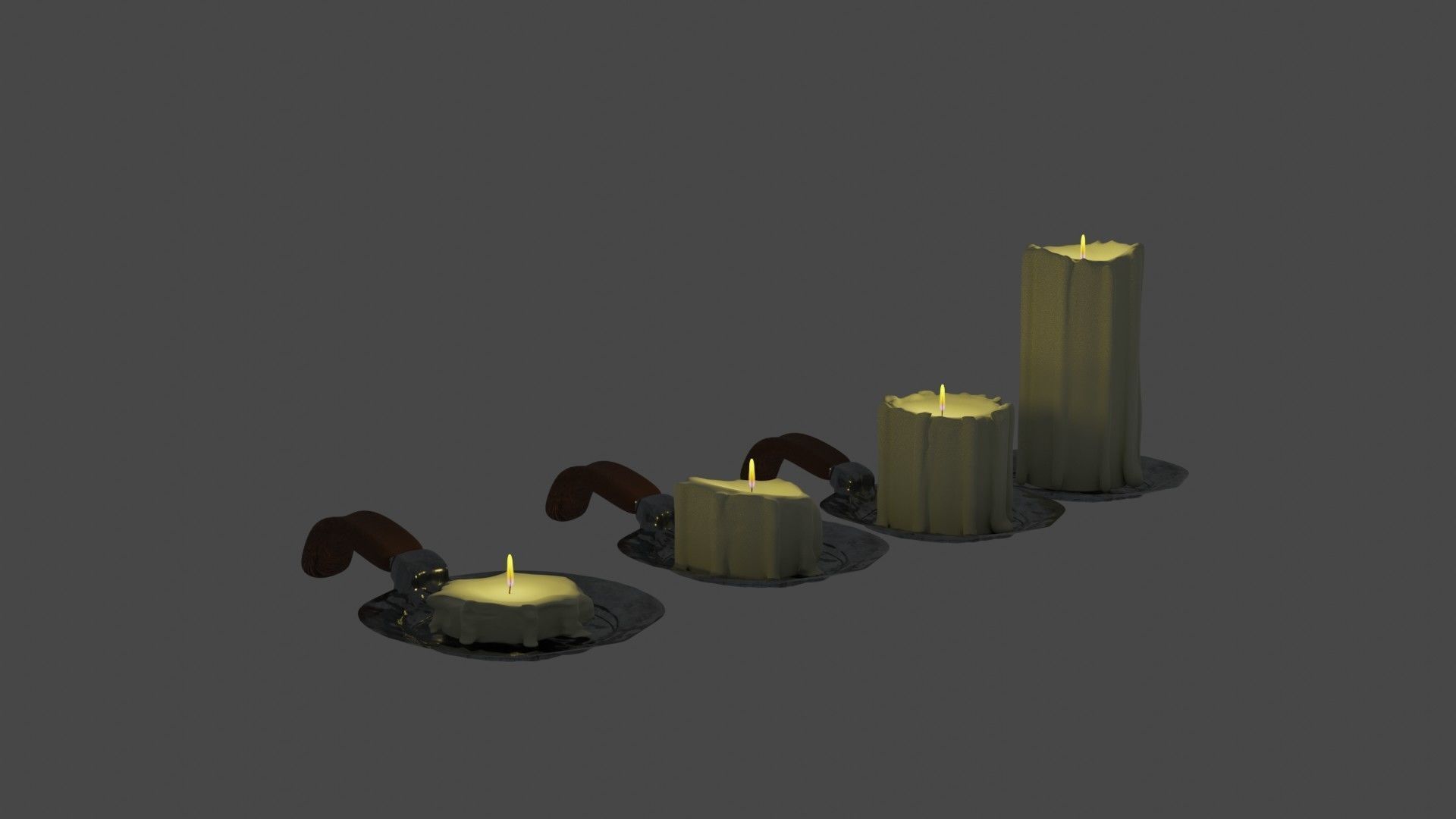 Candles group of 3D model_4