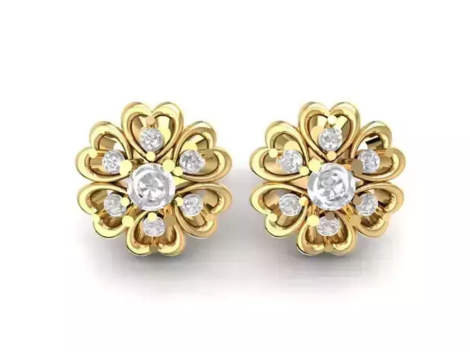 Elegant Diamond Flower Stud Earrings for Women 1988