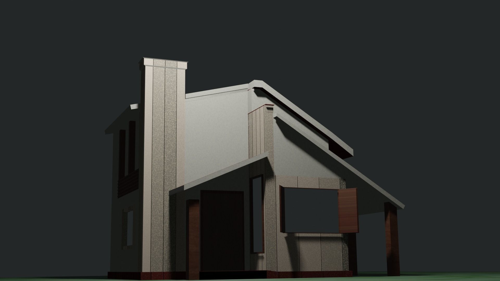 House 1 with chimney 3D model_2