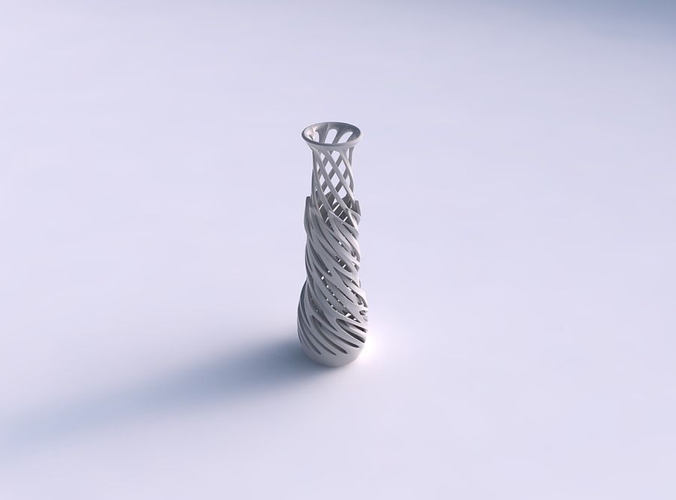Vase slim 3 with intertwining lines very twisted and tapered