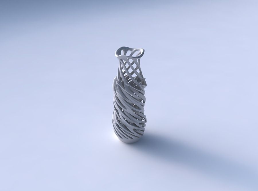 Vase slim 3 with intertwining lines very twisted wavy 3D print model_3