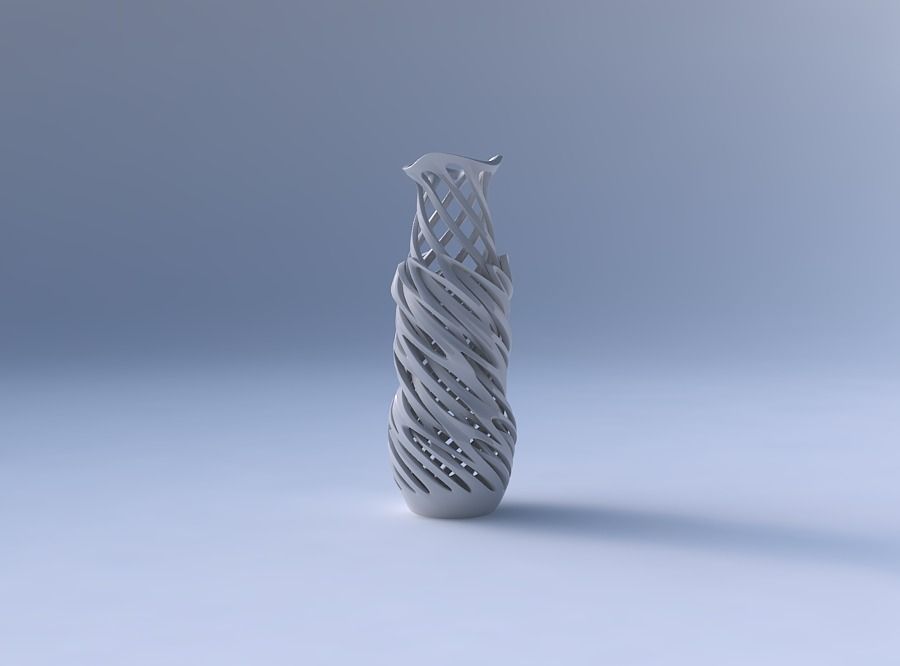Vase slim 3 with intertwining lines very twisted wavy 3D print model_4
