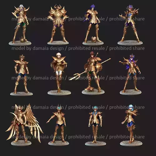 Saint Seiya 12 Gold Saints Pack 3D print model