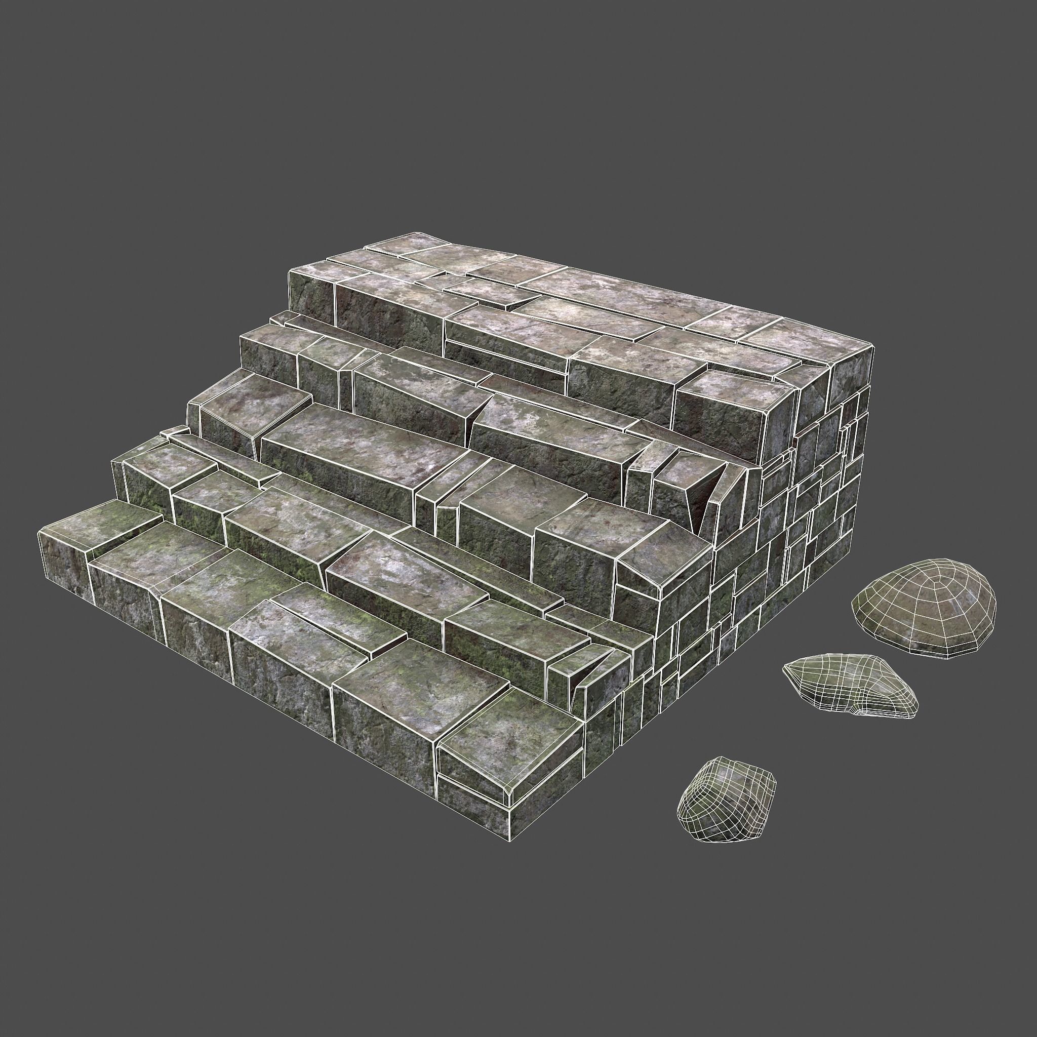 Medieval Style Staircase Free low-poly 3D model_15