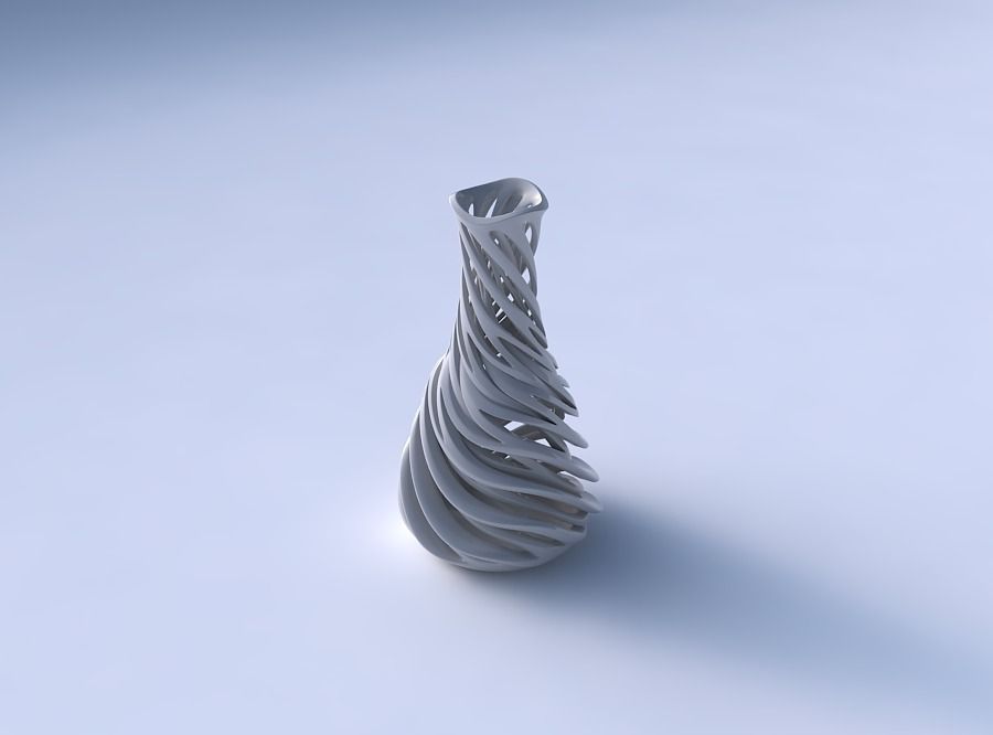 Vase slim 2 with interwining lines very twisted and tapered 2... 3D print model_3