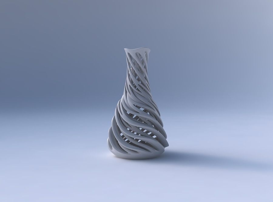 Vase slim 2 with interwining lines very twisted and tapered 2... 3D print model_4