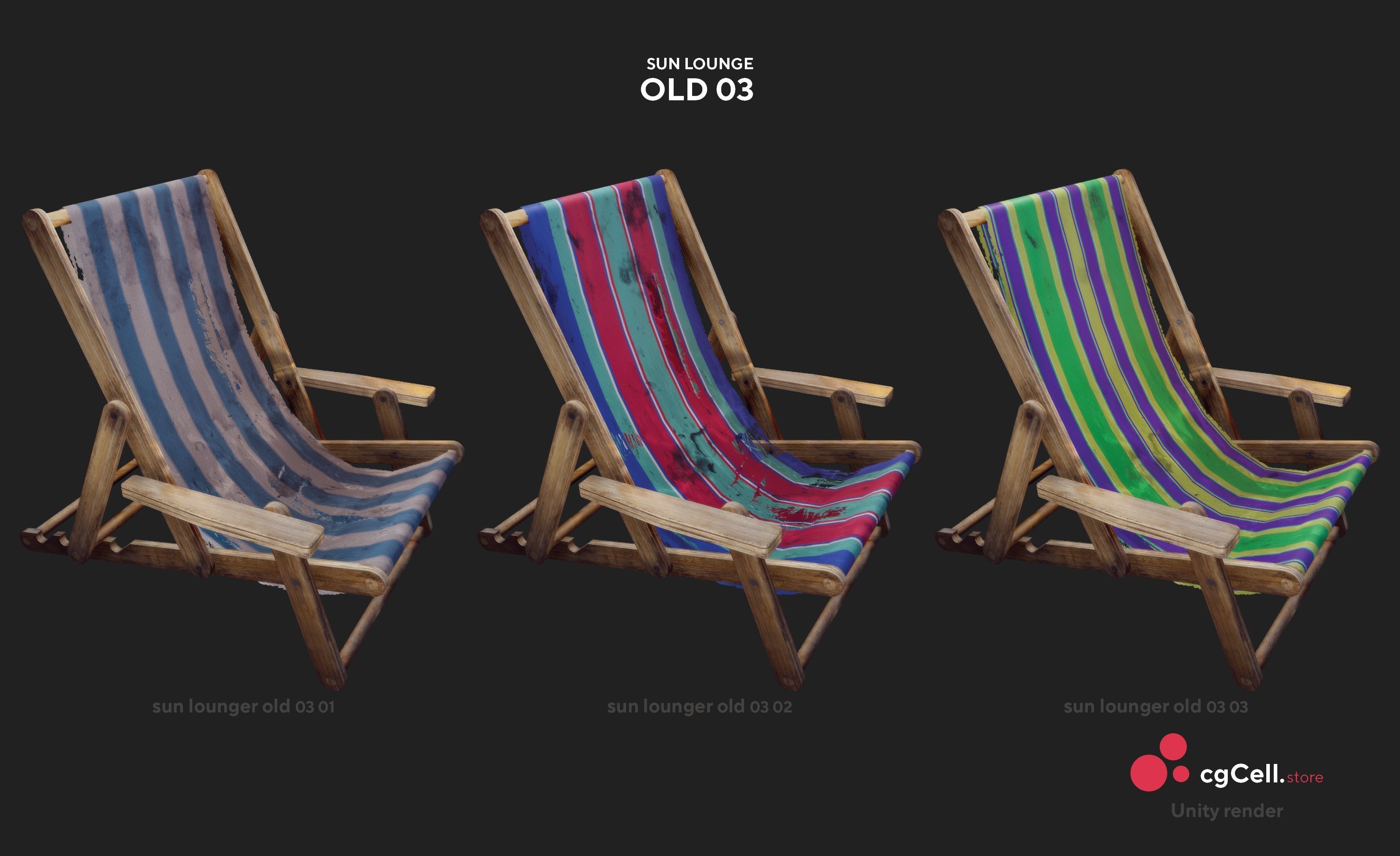 Sun lounger Low-poly 3D model_11