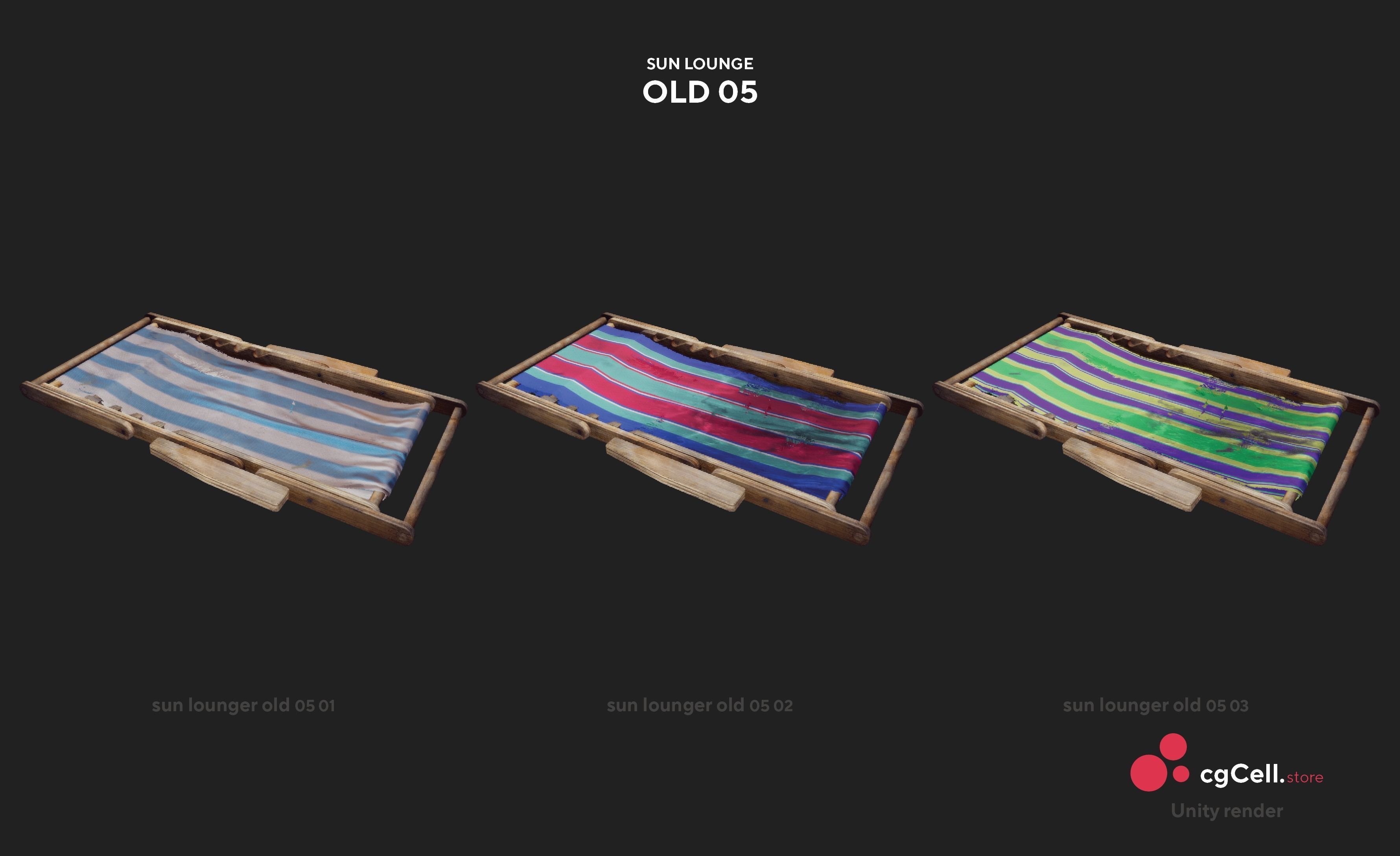 Sun lounger Low-poly 3D model_13