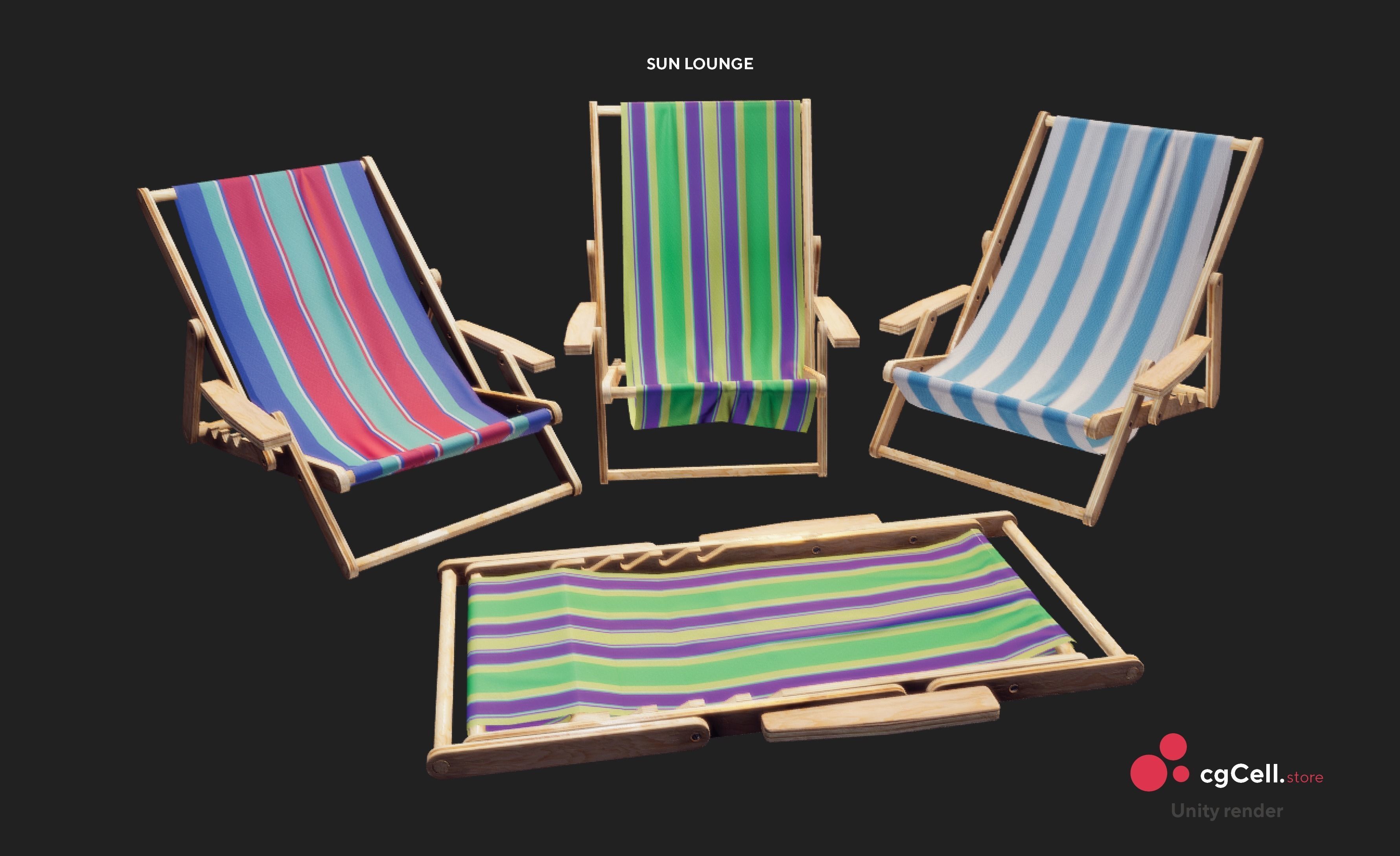 Sun lounger Low-poly 3D model_1
