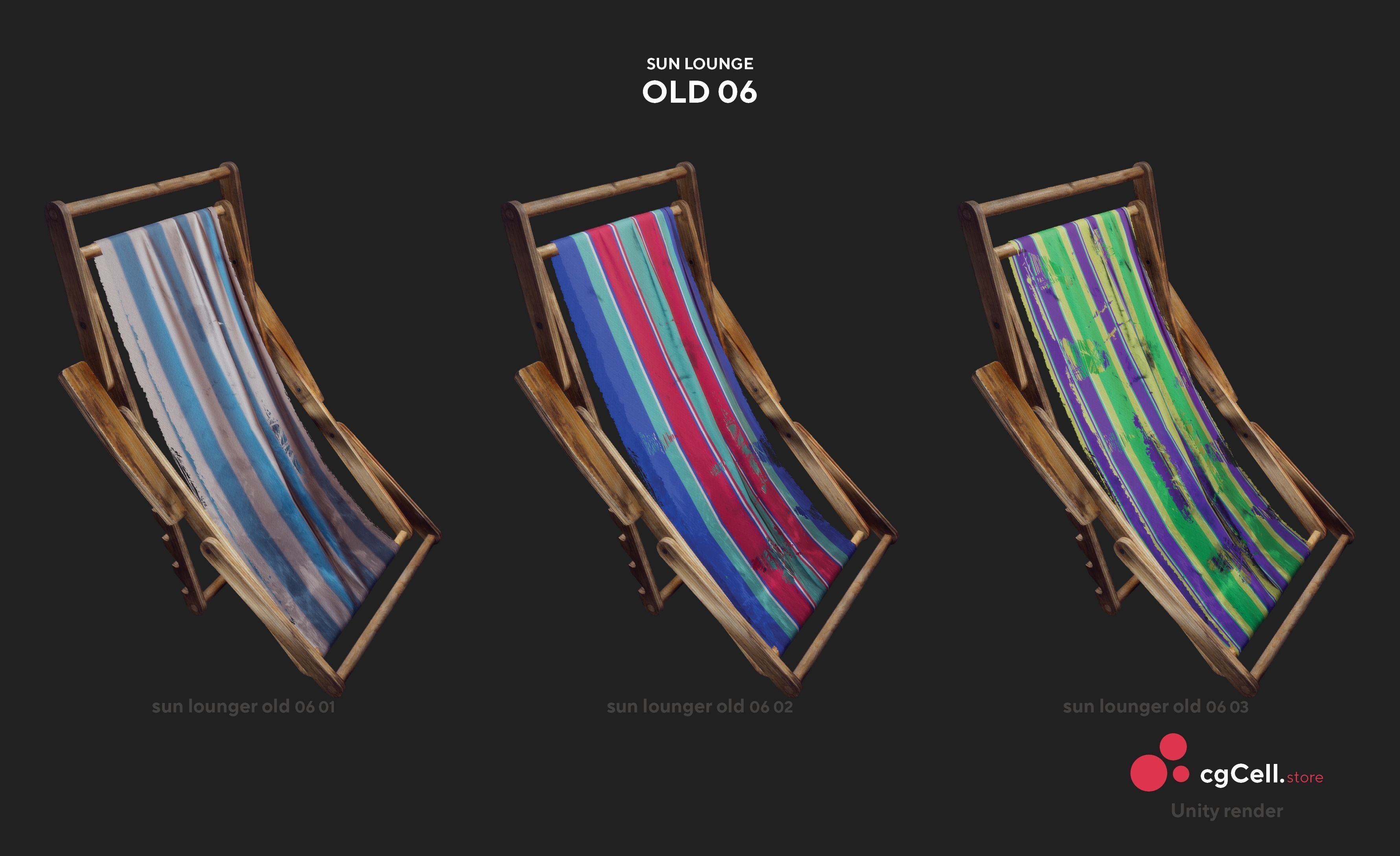 Sun lounger Low-poly 3D model_14