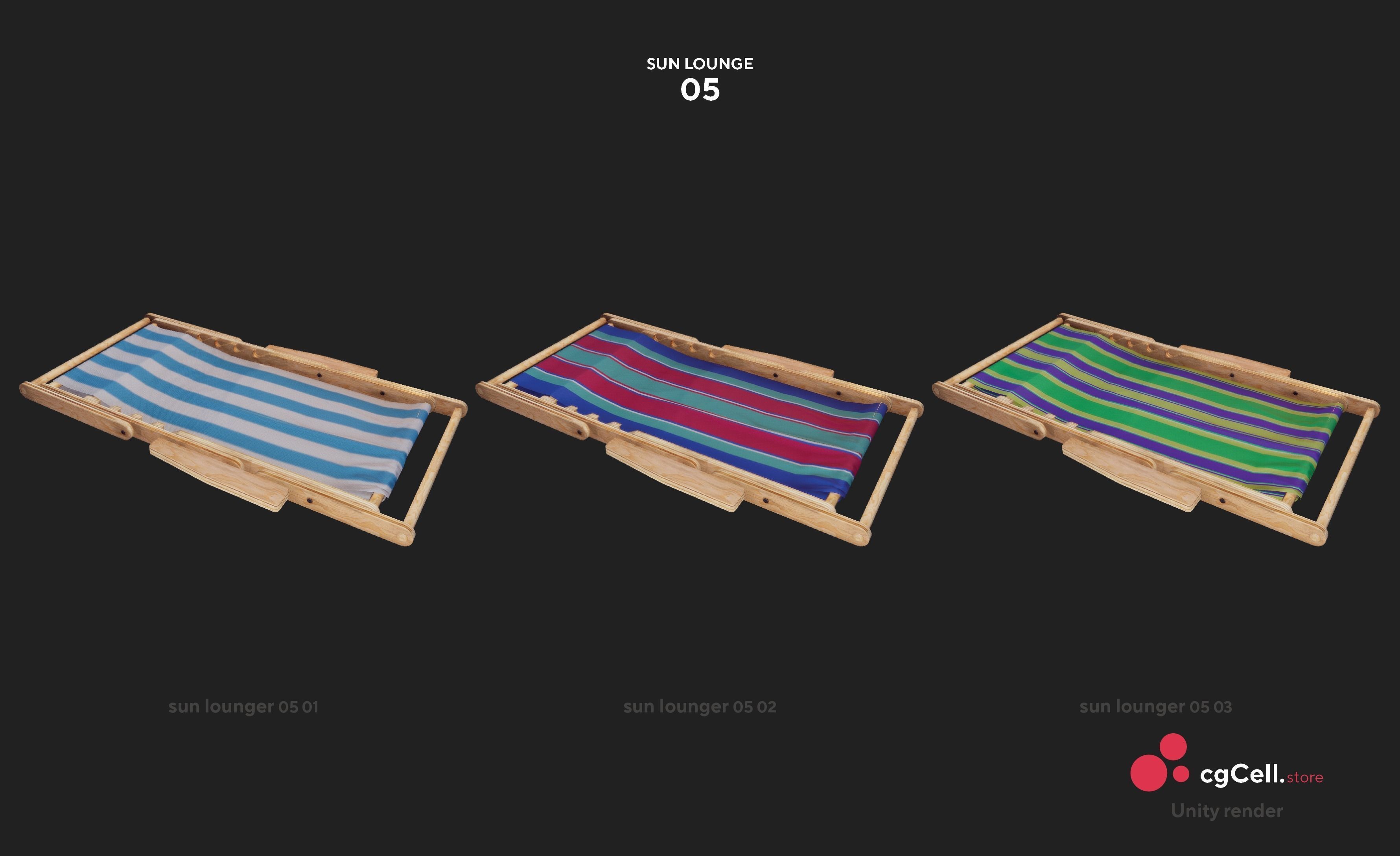 Sun lounger Low-poly 3D model_7