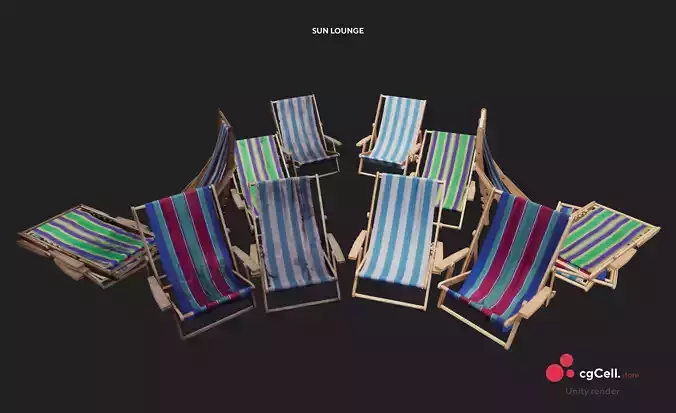 Sun lounger Low-poly 3D model