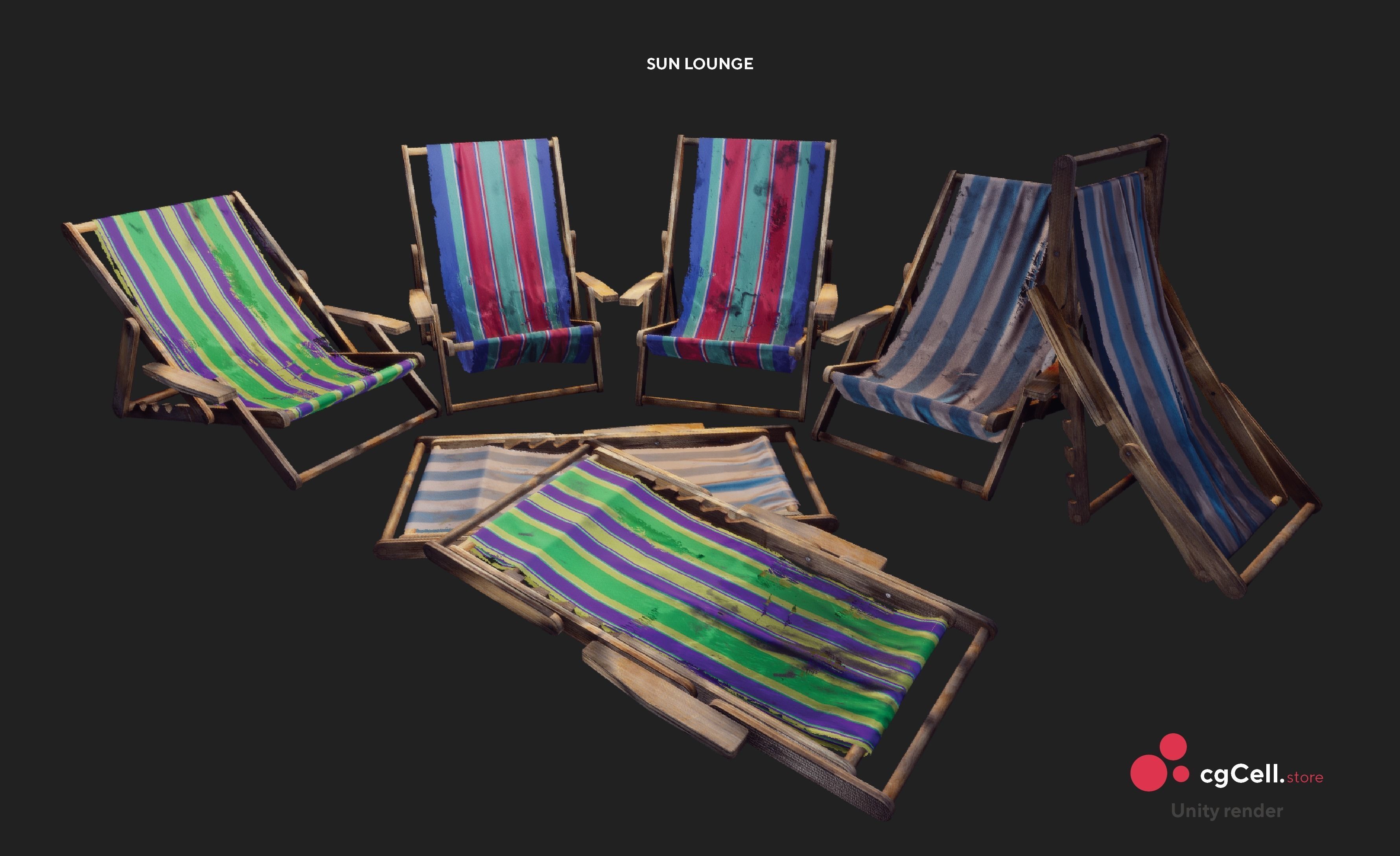 Sun lounger Low-poly 3D model_2