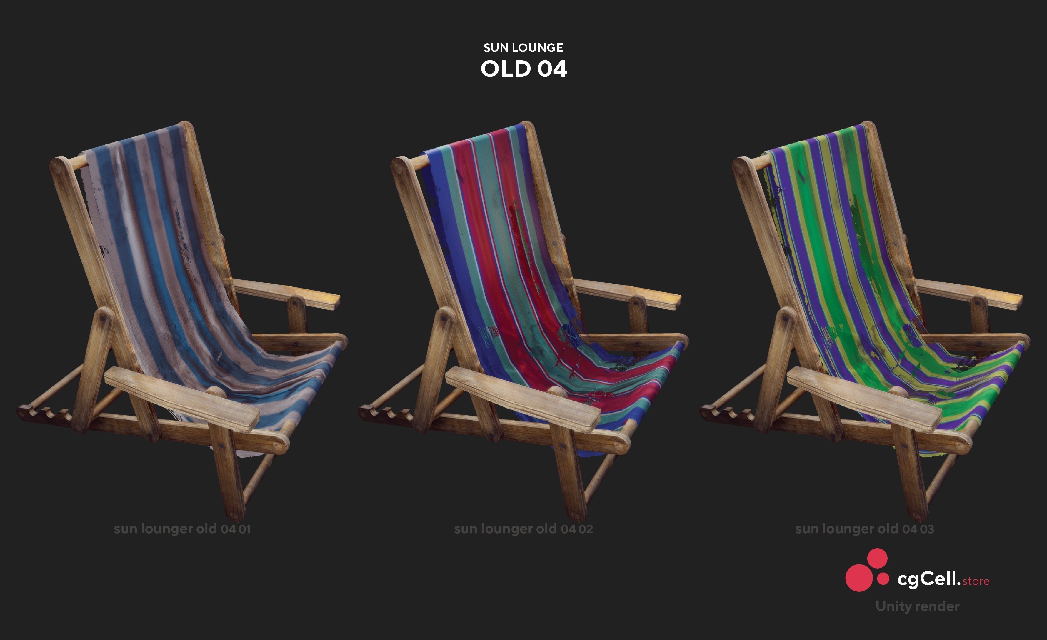 Sun lounger Low-poly 3D model_12