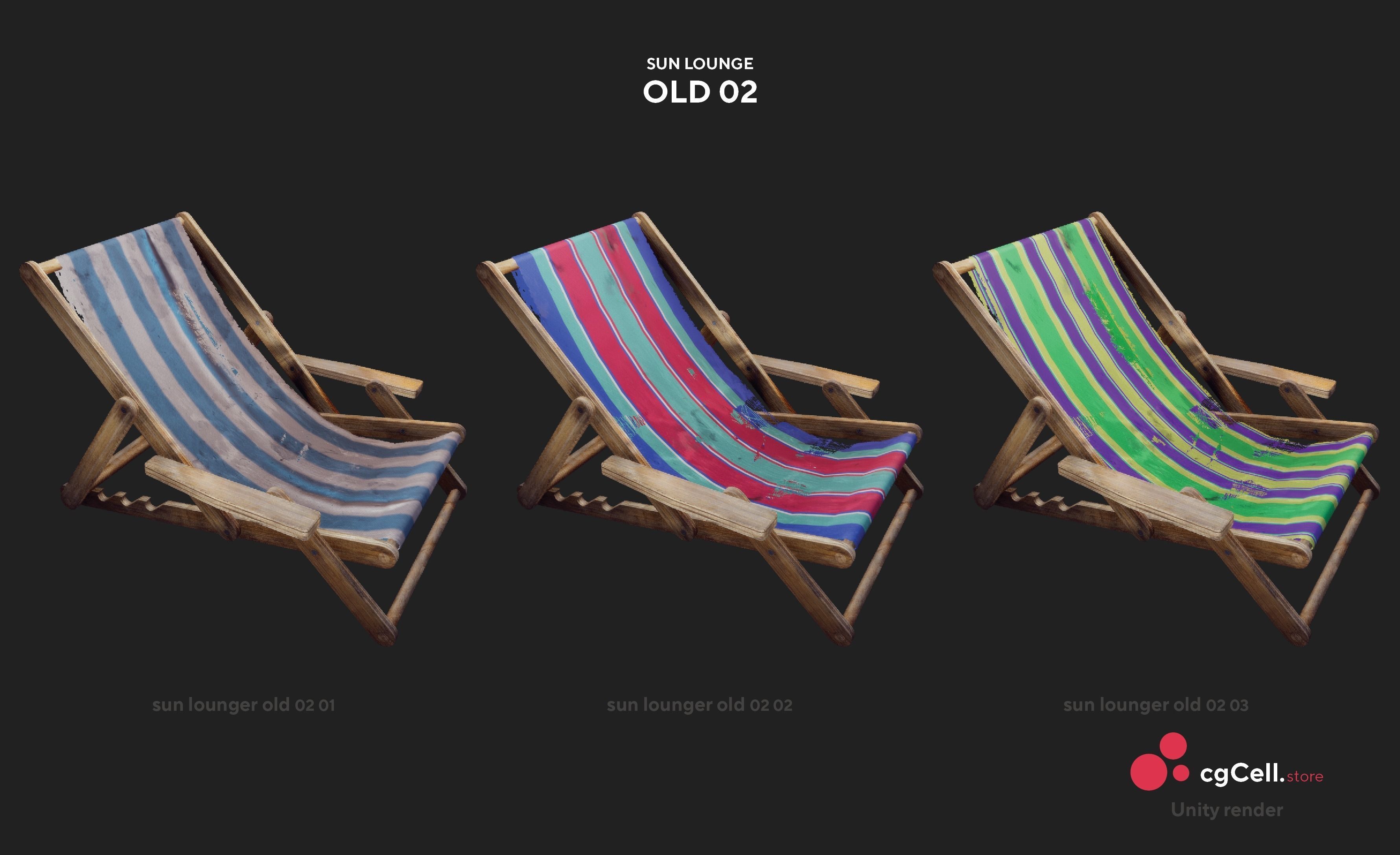Sun lounger Low-poly 3D model_10