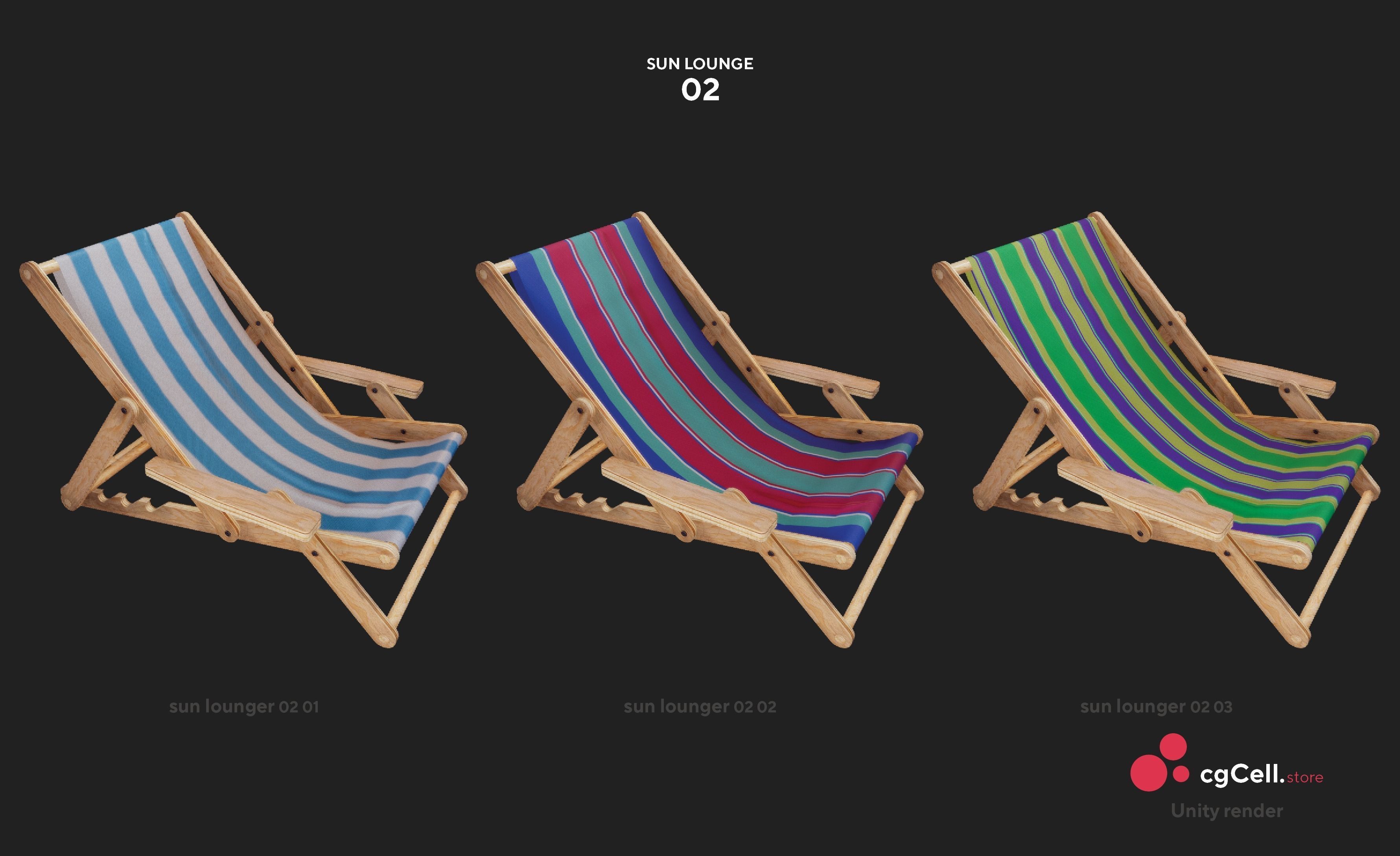 Sun lounger Low-poly 3D model_4