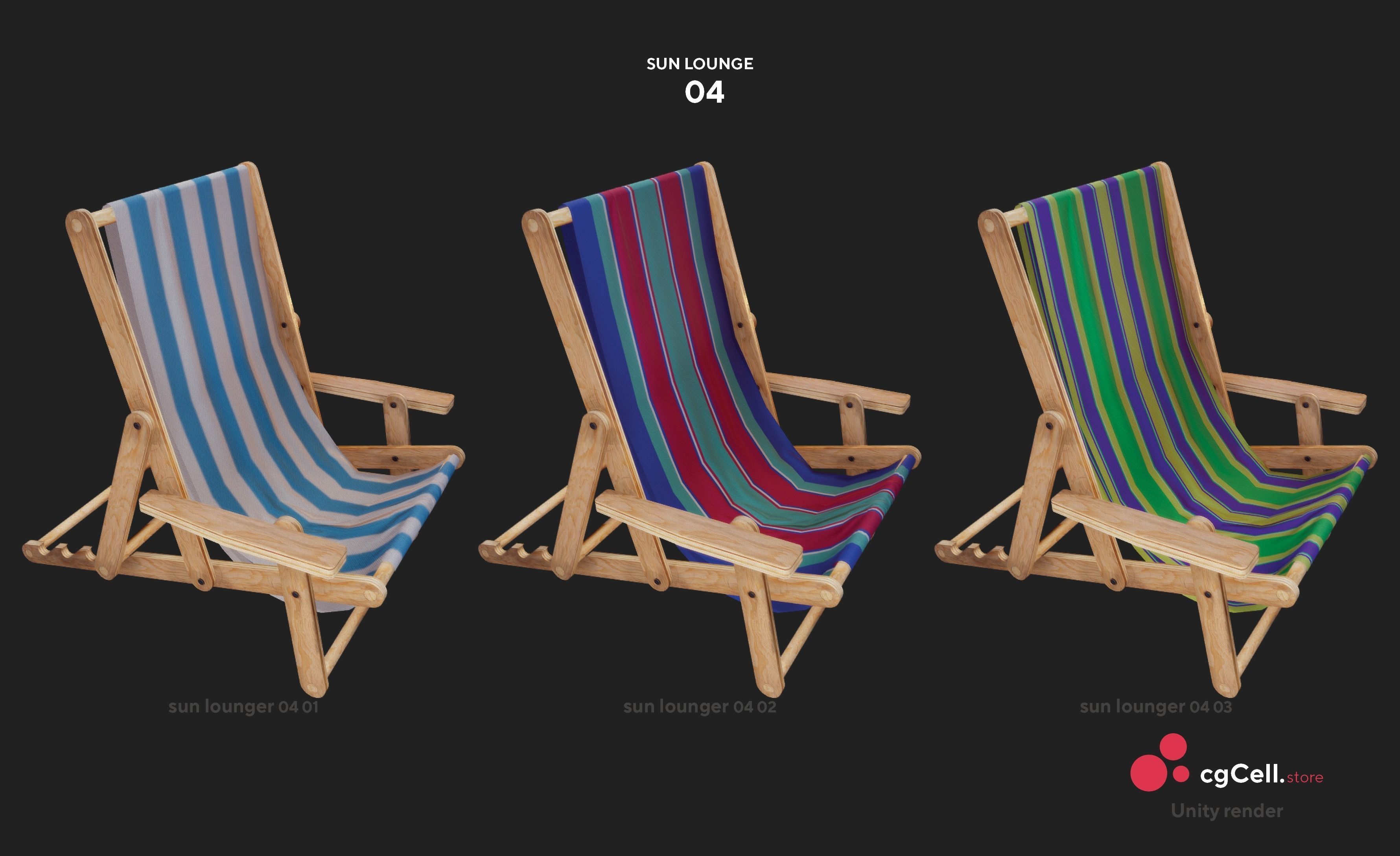 Sun lounger Low-poly 3D model_6