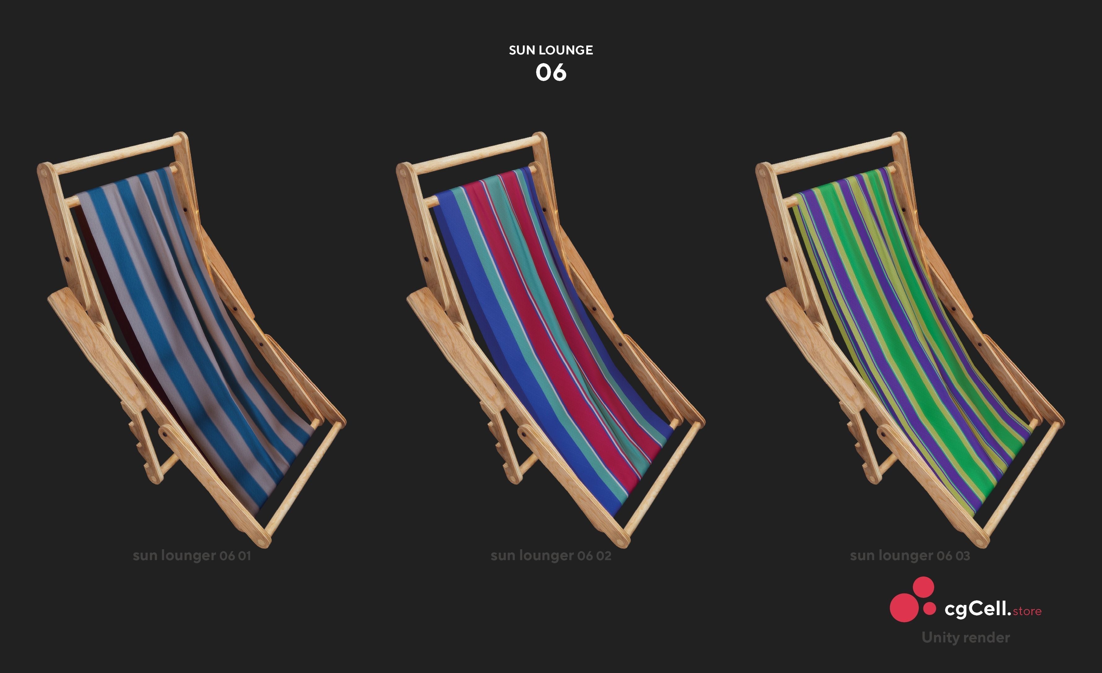 Sun lounger Low-poly 3D model_8