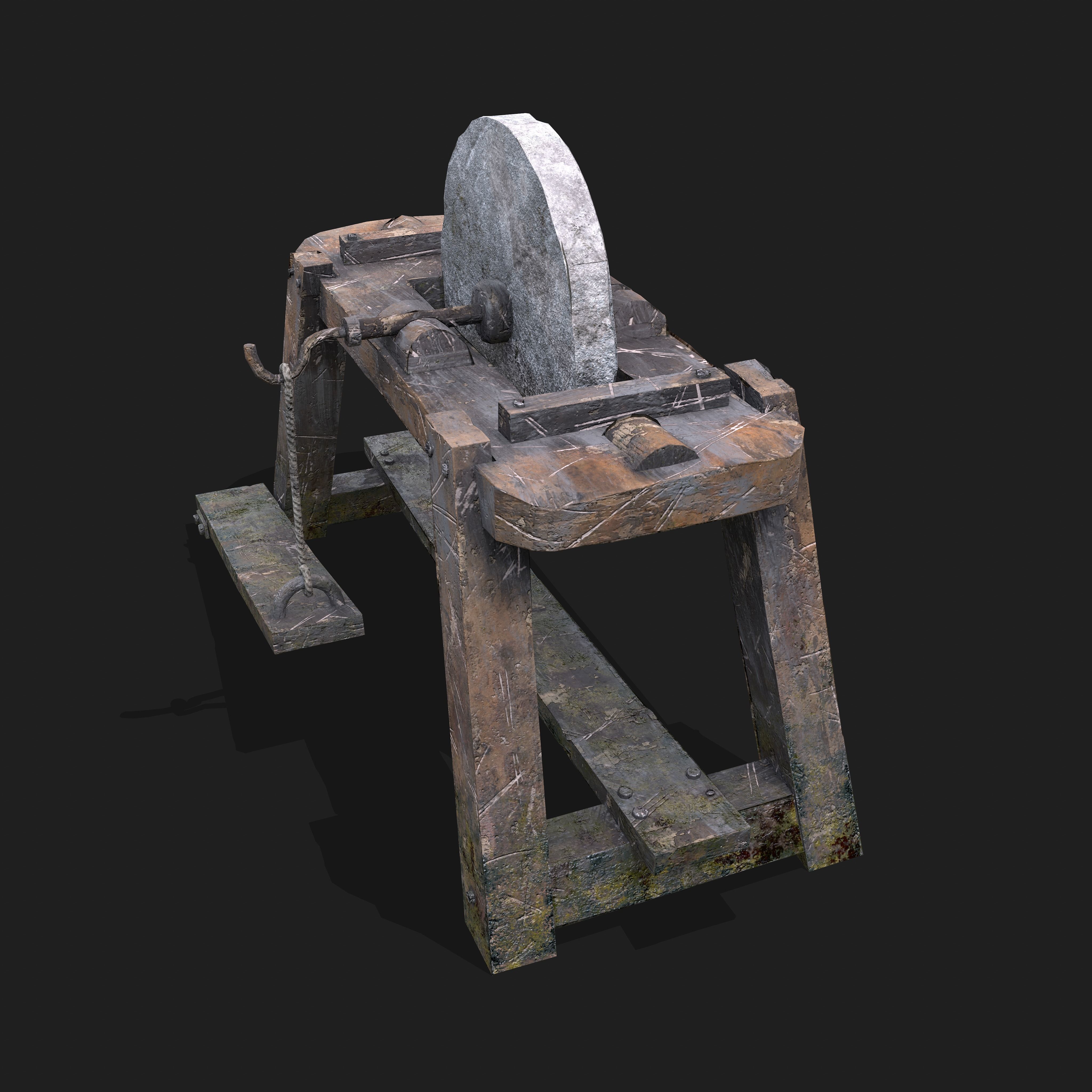 Medieval Grindstone Low-poly 3D model_16