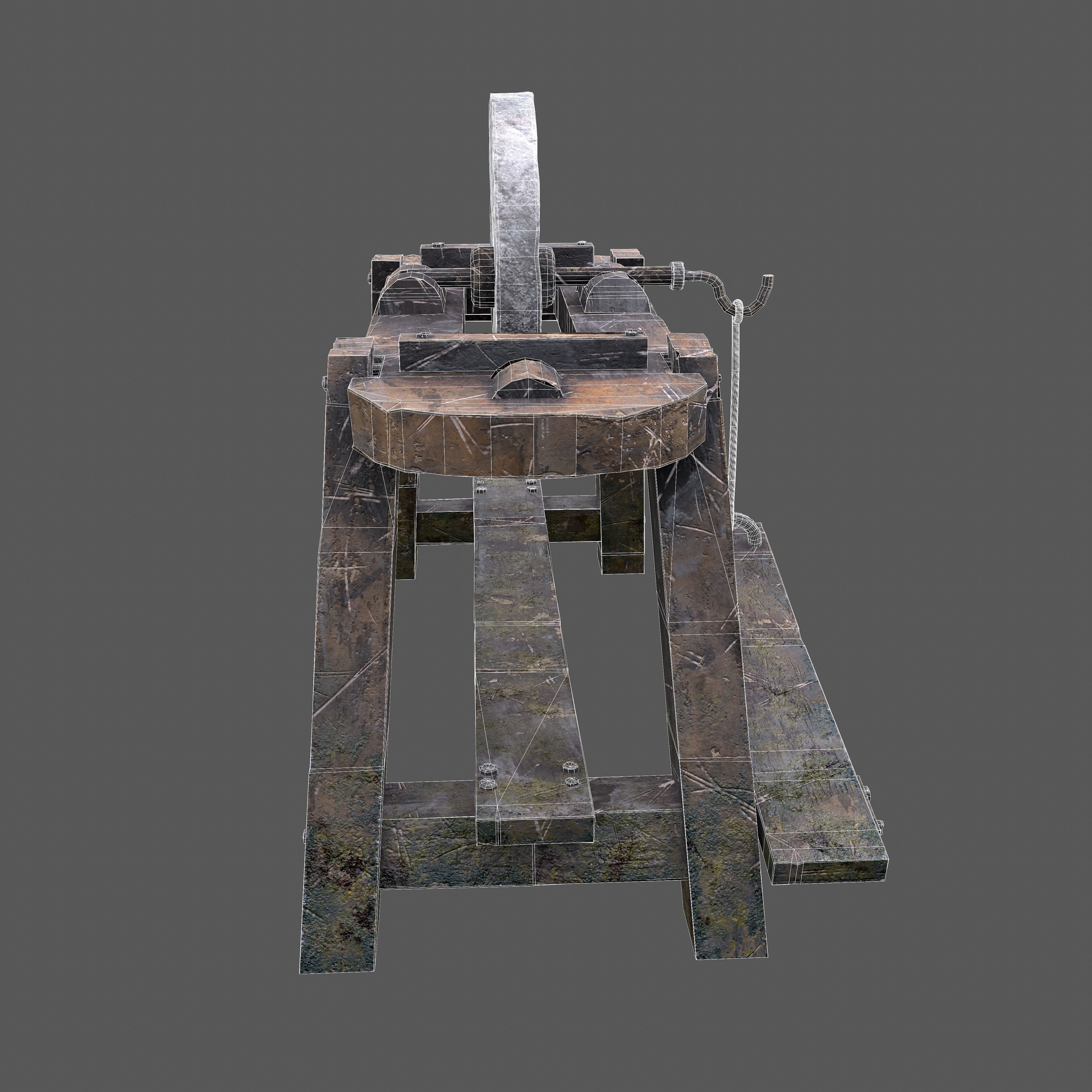 Medieval Grindstone Low-poly 3D model_24