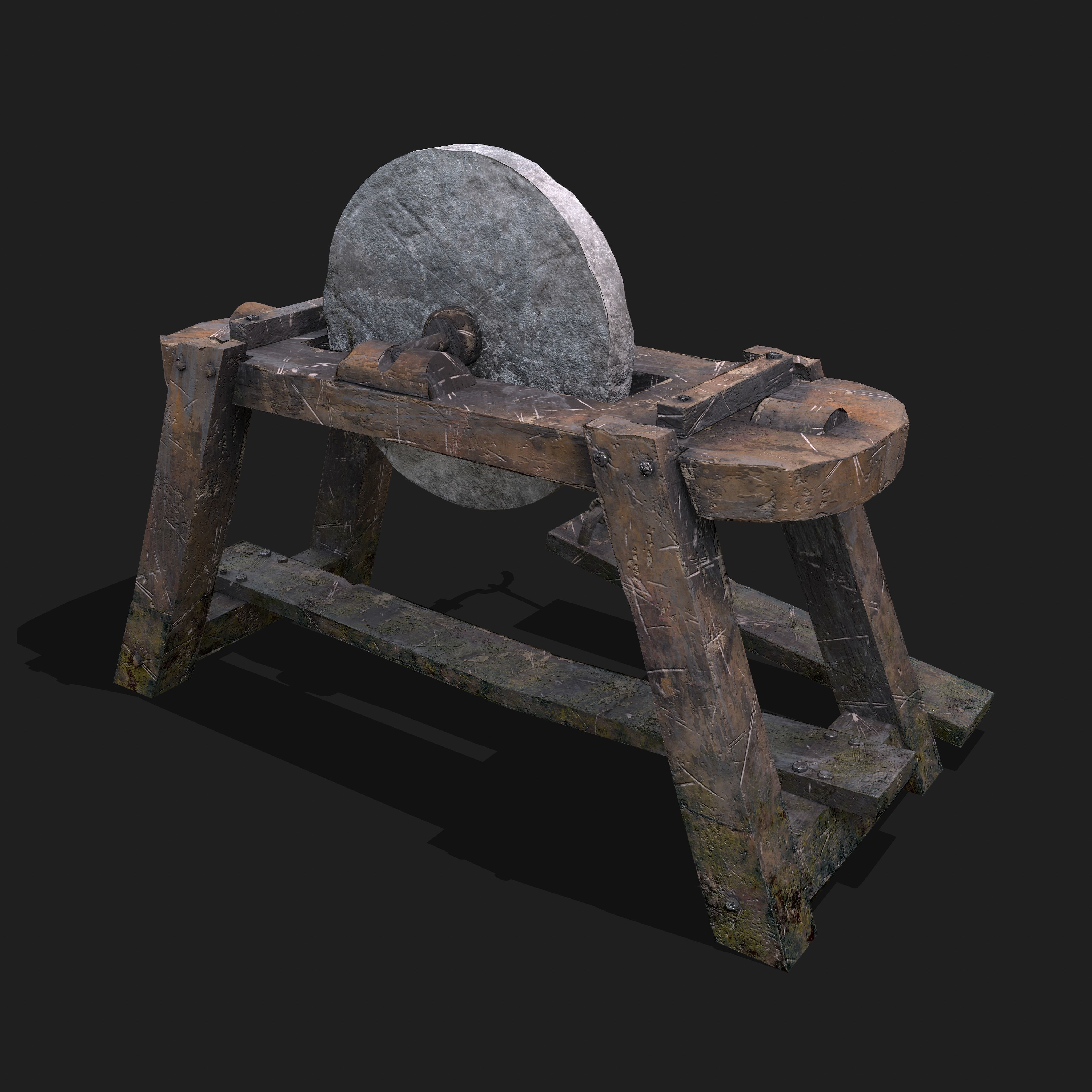 Medieval Grindstone Low-poly 3D model_10