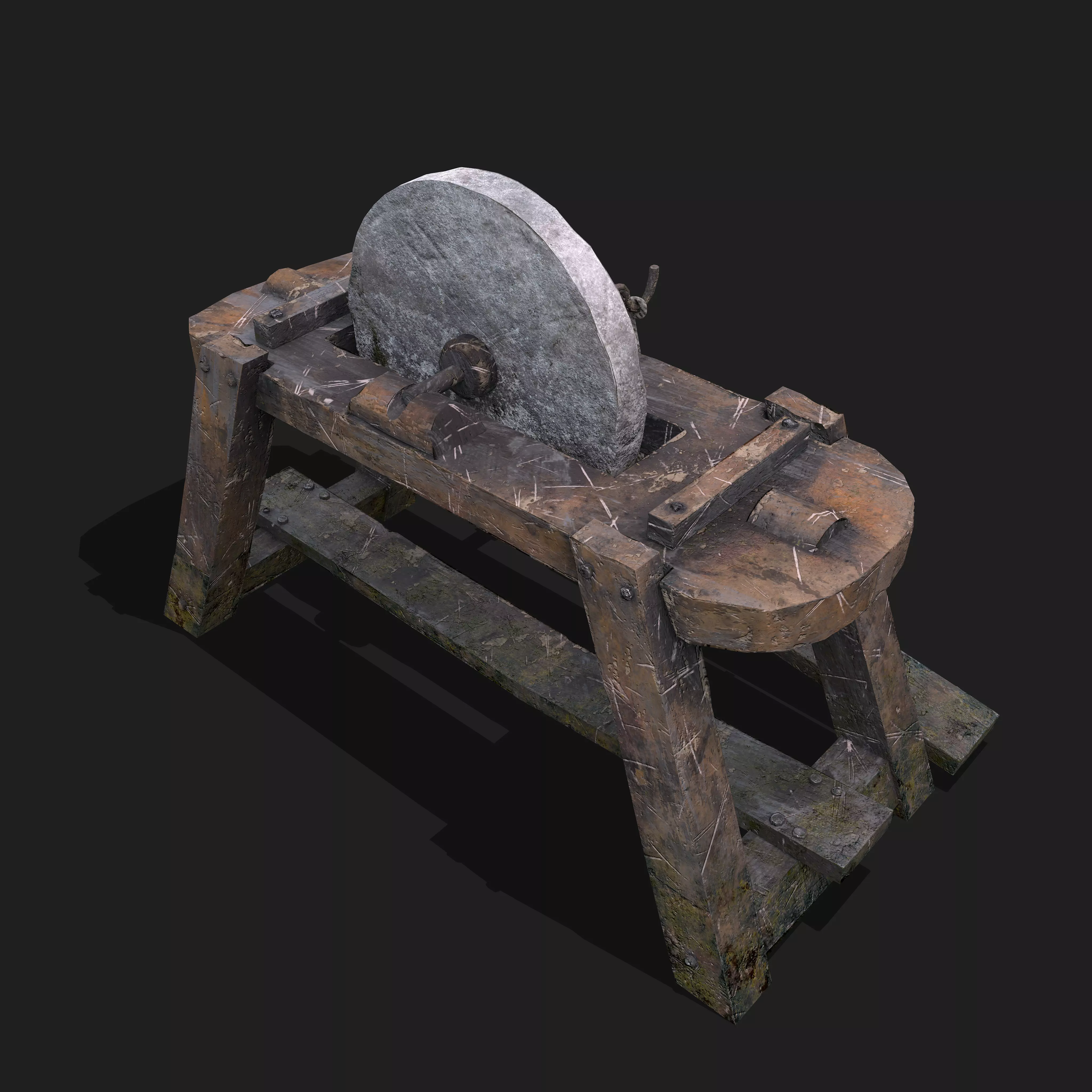 Medieval Grindstone Low-poly 3D model_0