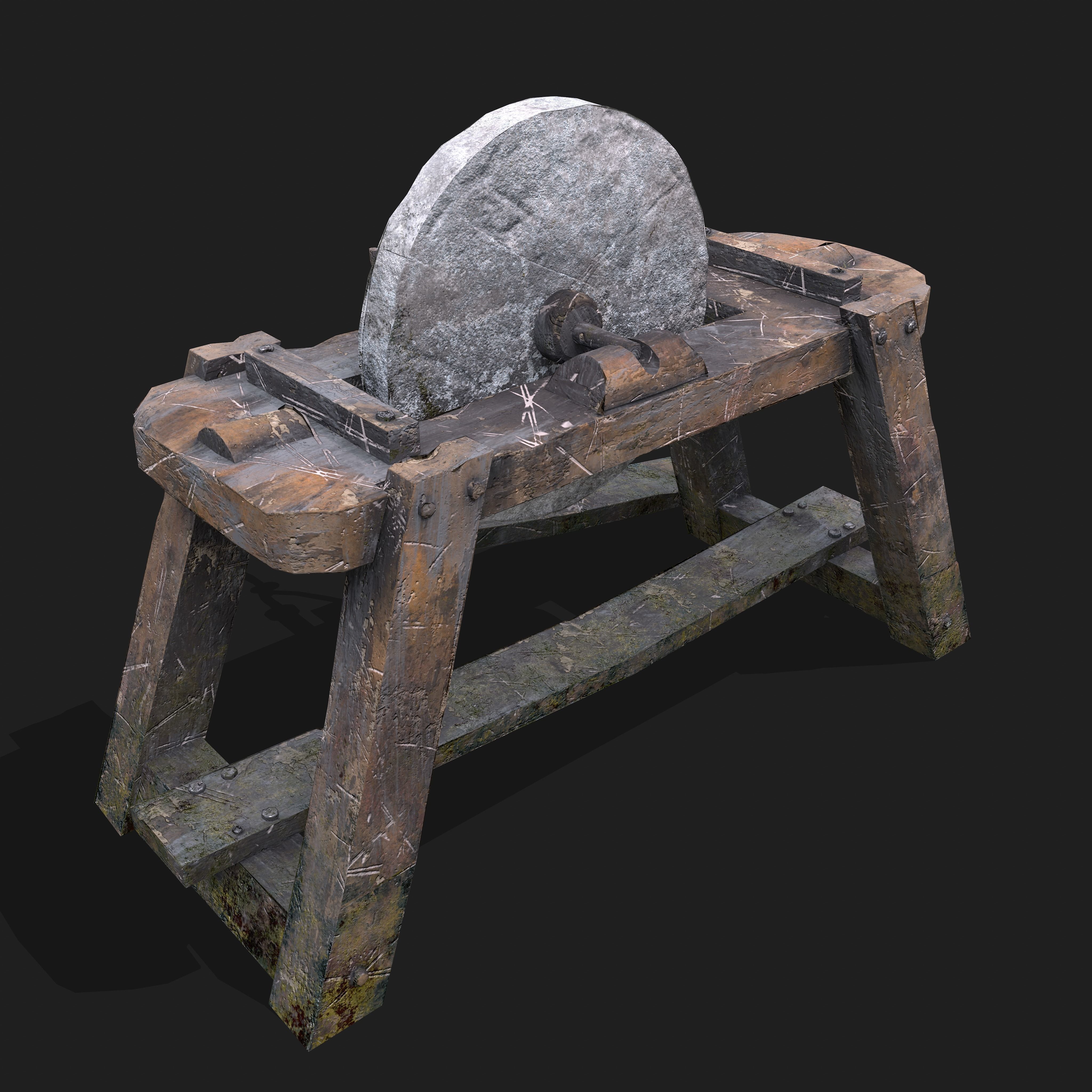 Medieval Grindstone Low-poly 3D model_14
