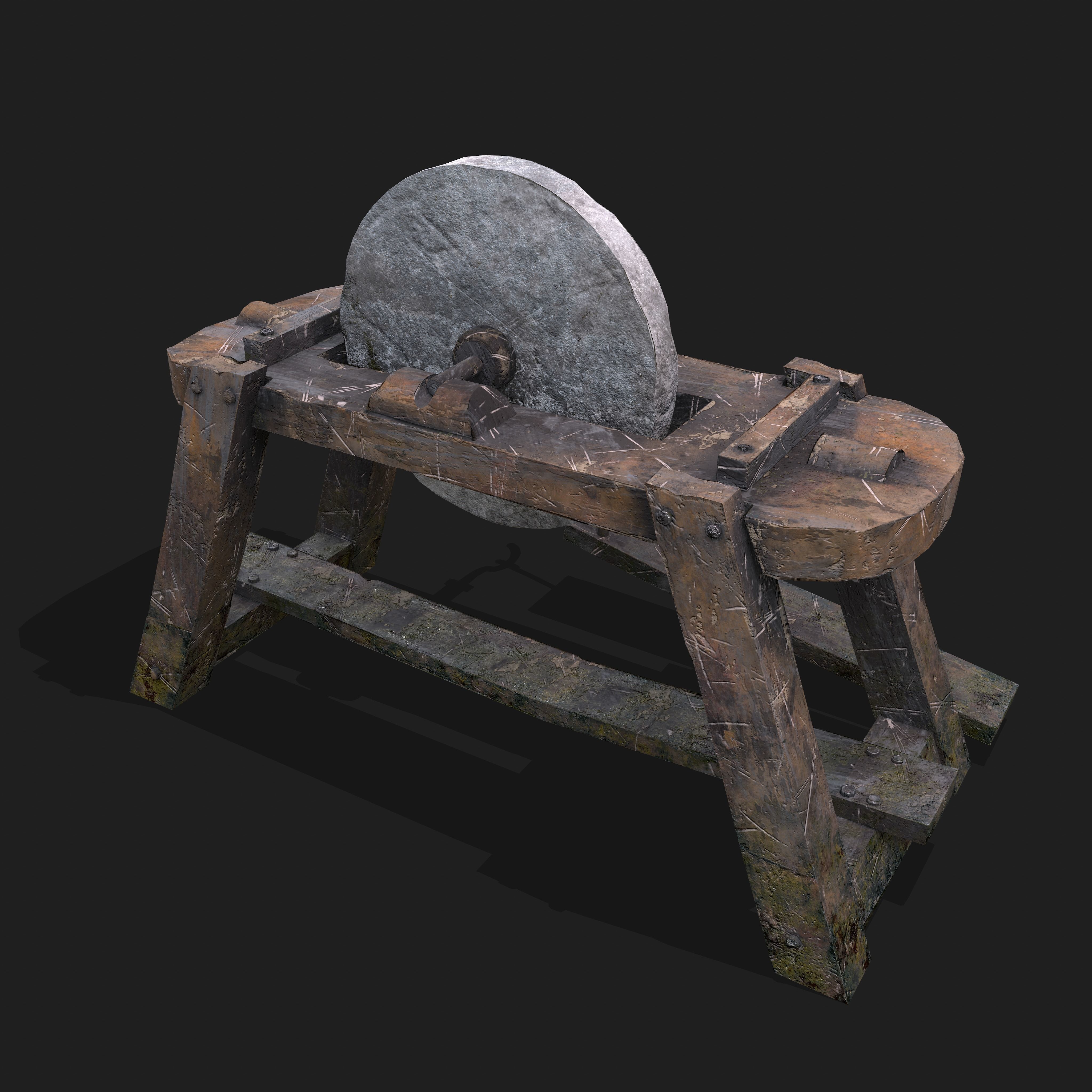 Medieval Grindstone Low-poly 3D model_11
