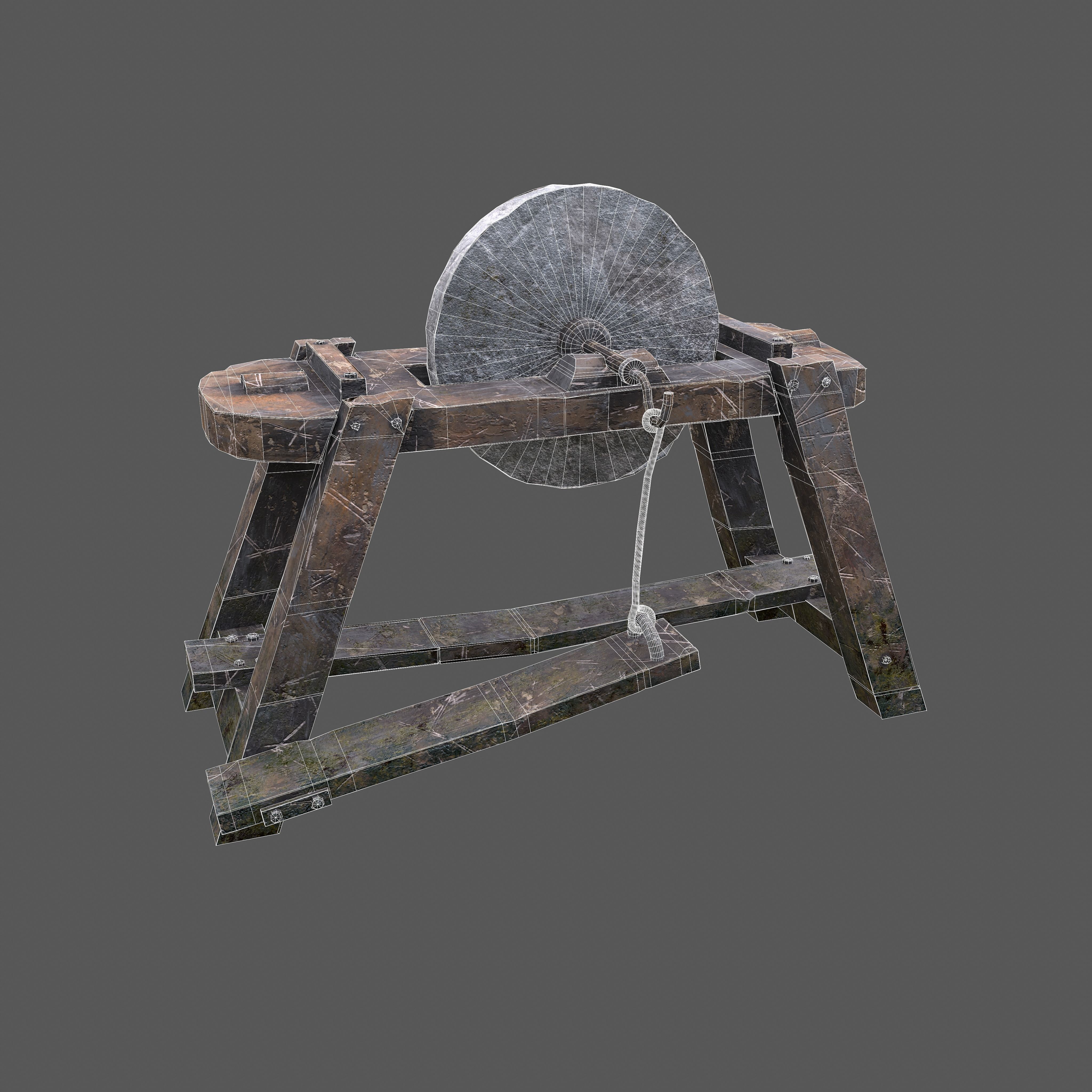 Medieval Grindstone Low-poly 3D model_22