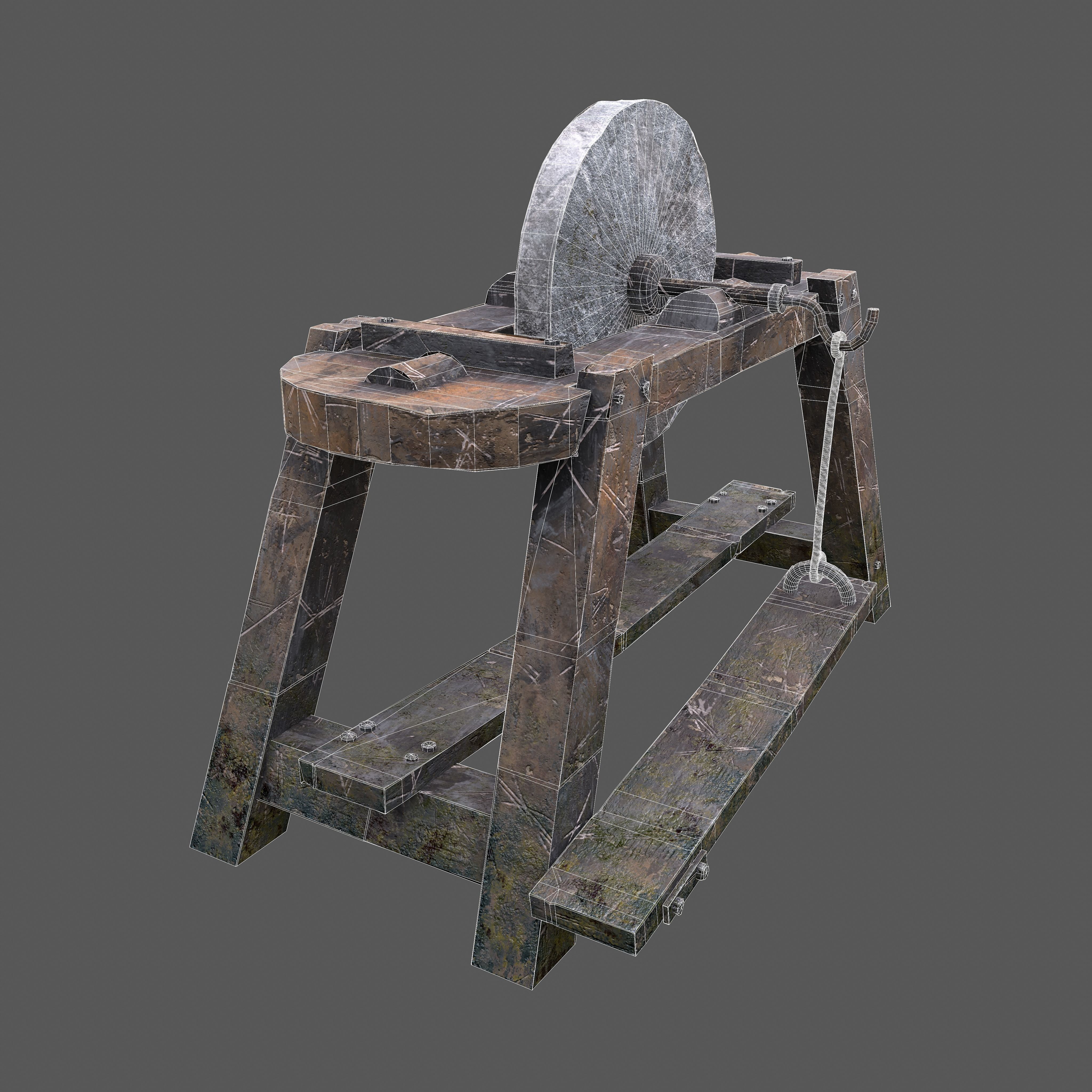 Medieval Grindstone Low-poly 3D model_23