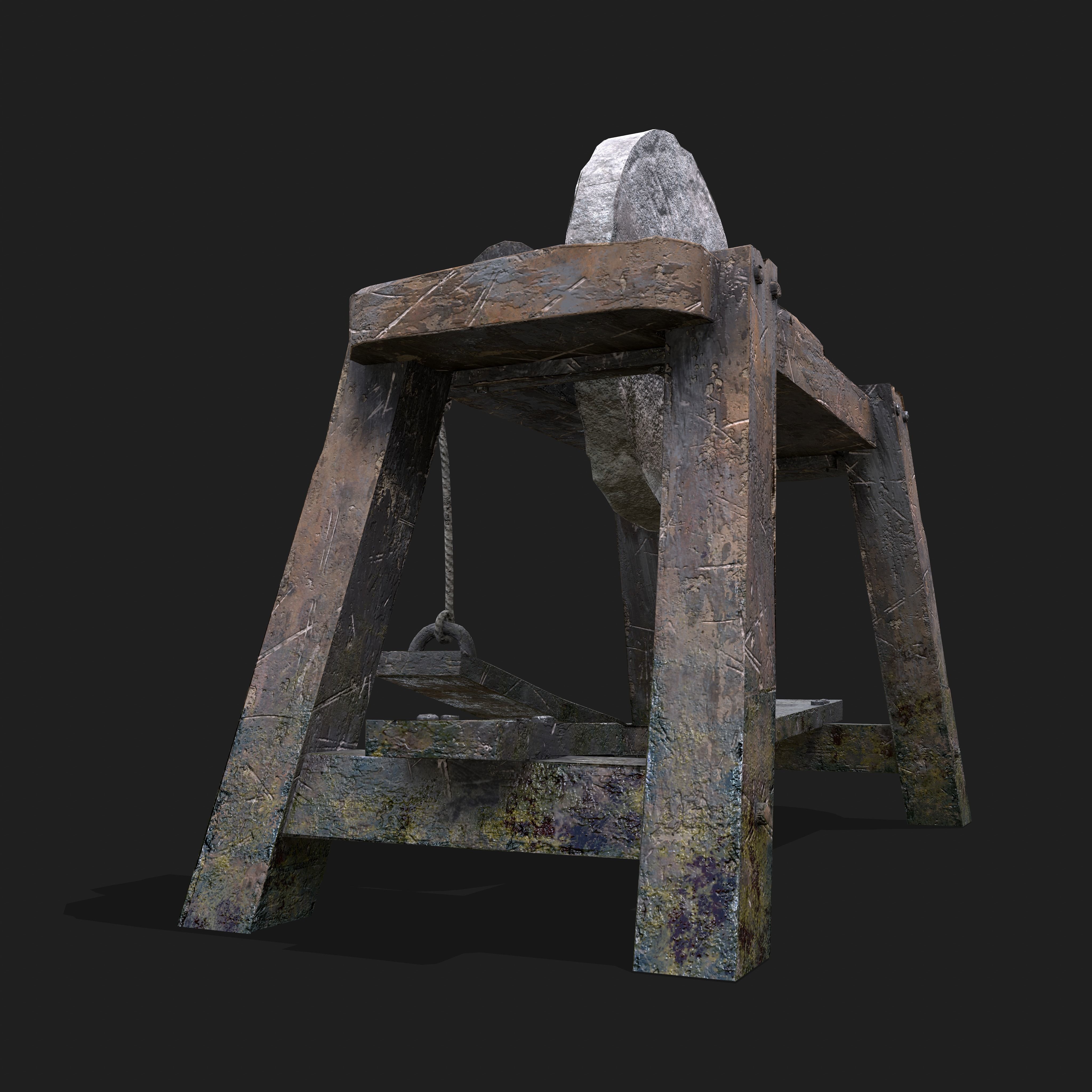 Medieval Grindstone Low-poly 3D model_7