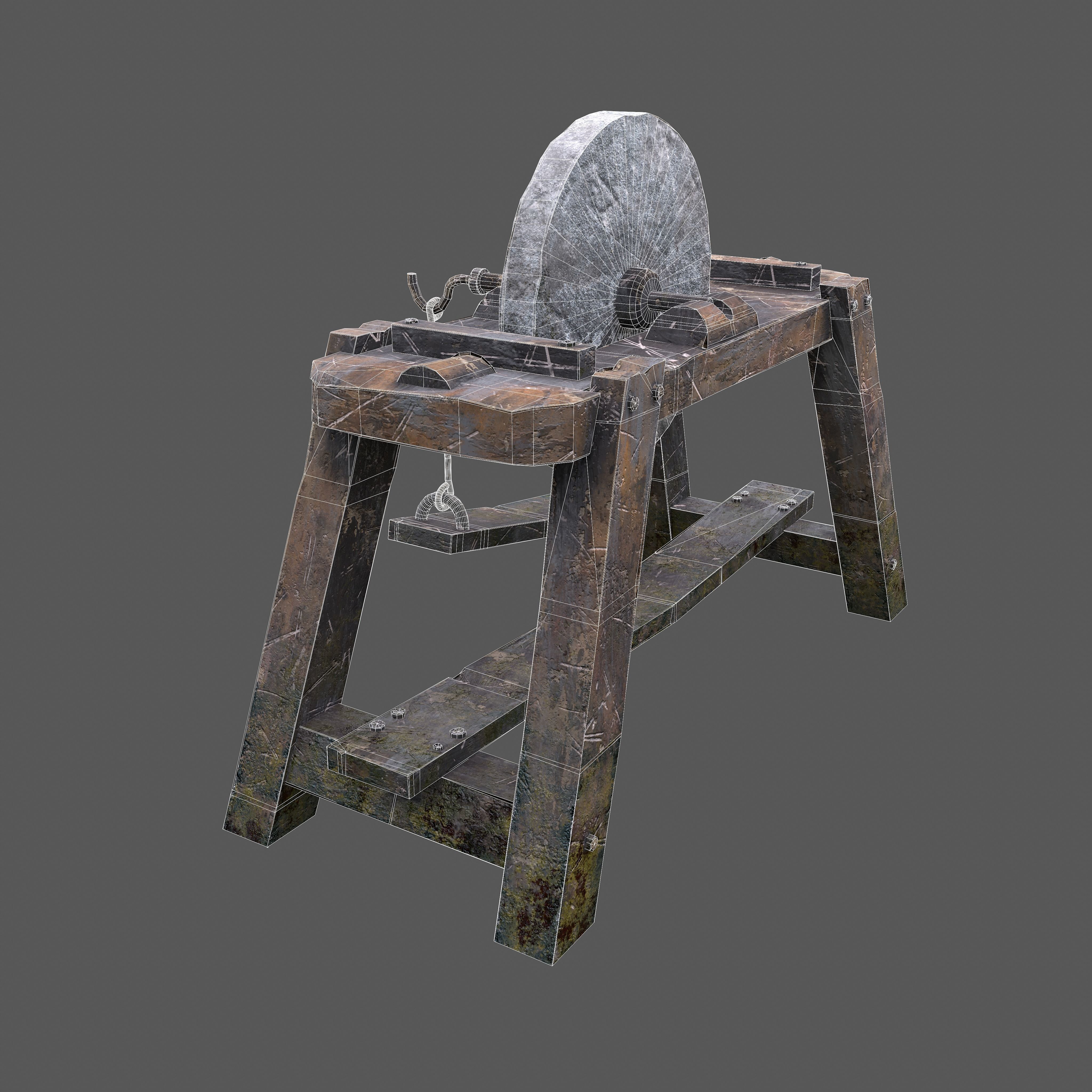 Medieval Grindstone Low-poly 3D model_18