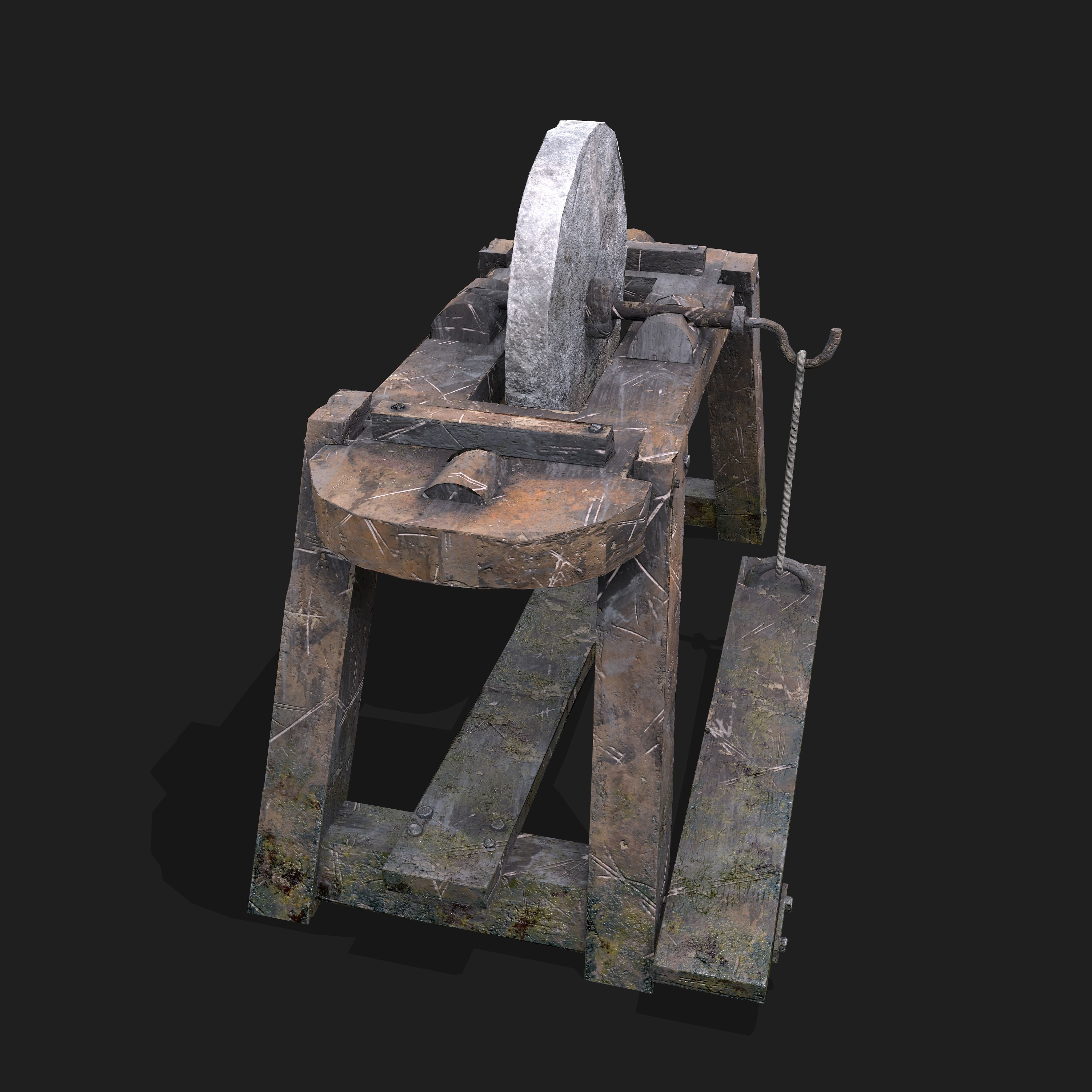 Medieval Grindstone Low-poly 3D model_4